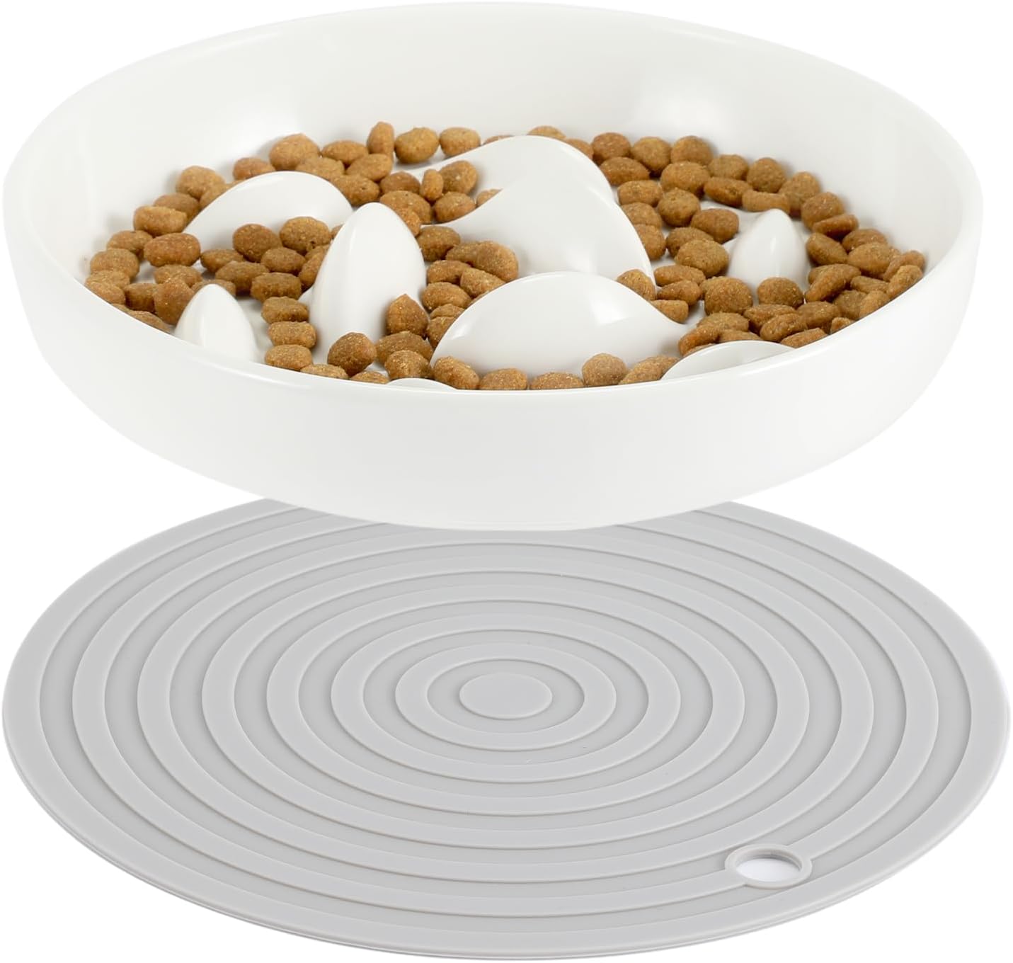 Tioncy 2 Pcs Ceramic Slow Feeder Raised Cat Bowl Cat Food