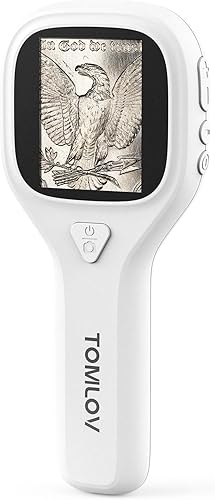 Miniatura 10 de TOMLOV Microscopio portátil de primer plano P10 Evo: Microscopio digital de monedas 20X para adultos y niños, lupa iluminada con LED con pantalla