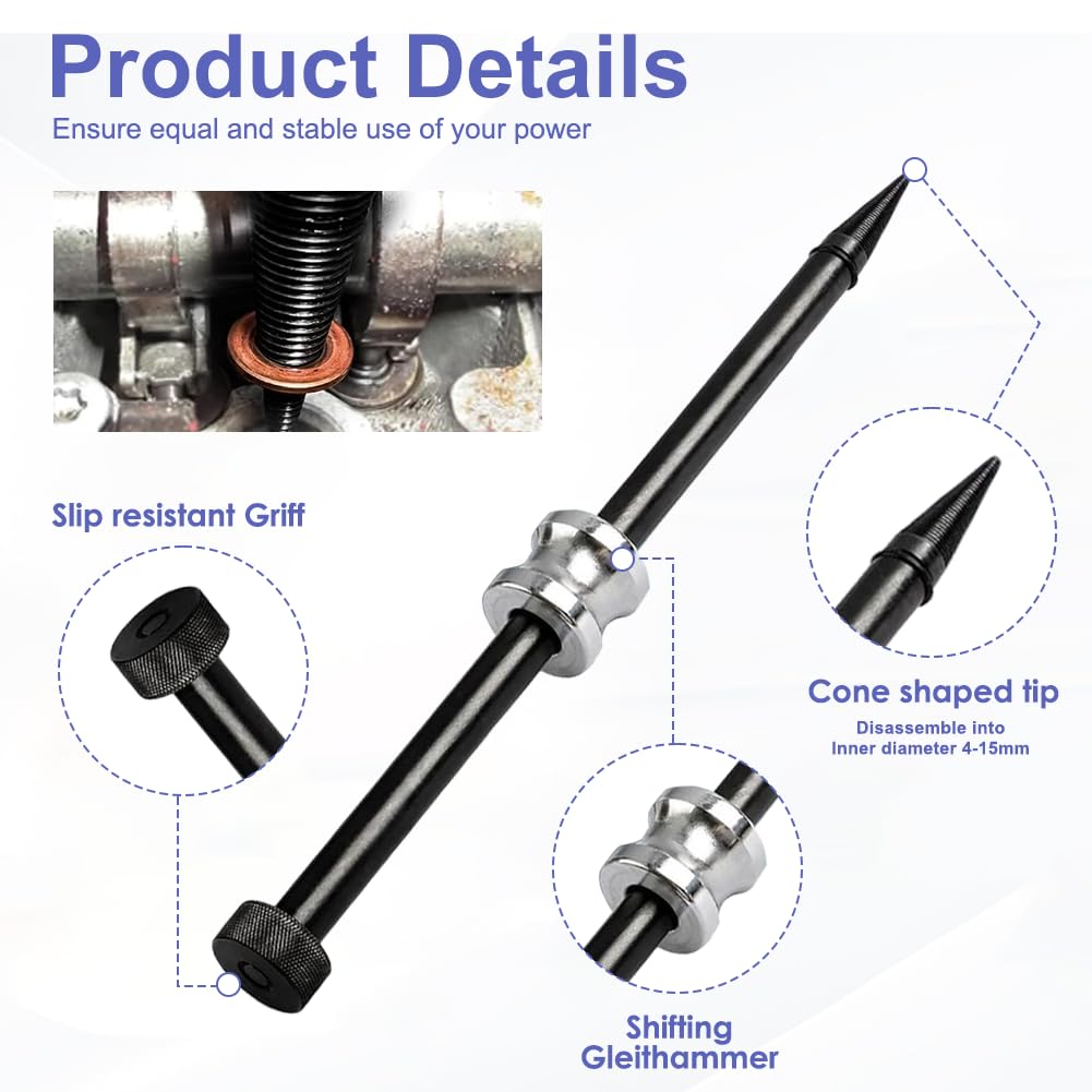 Extracteur de Joints d’injecteur, Extracteur Joint Injecteur Dies, Arrache Injecteur pour Voiture Universelle (Noir)