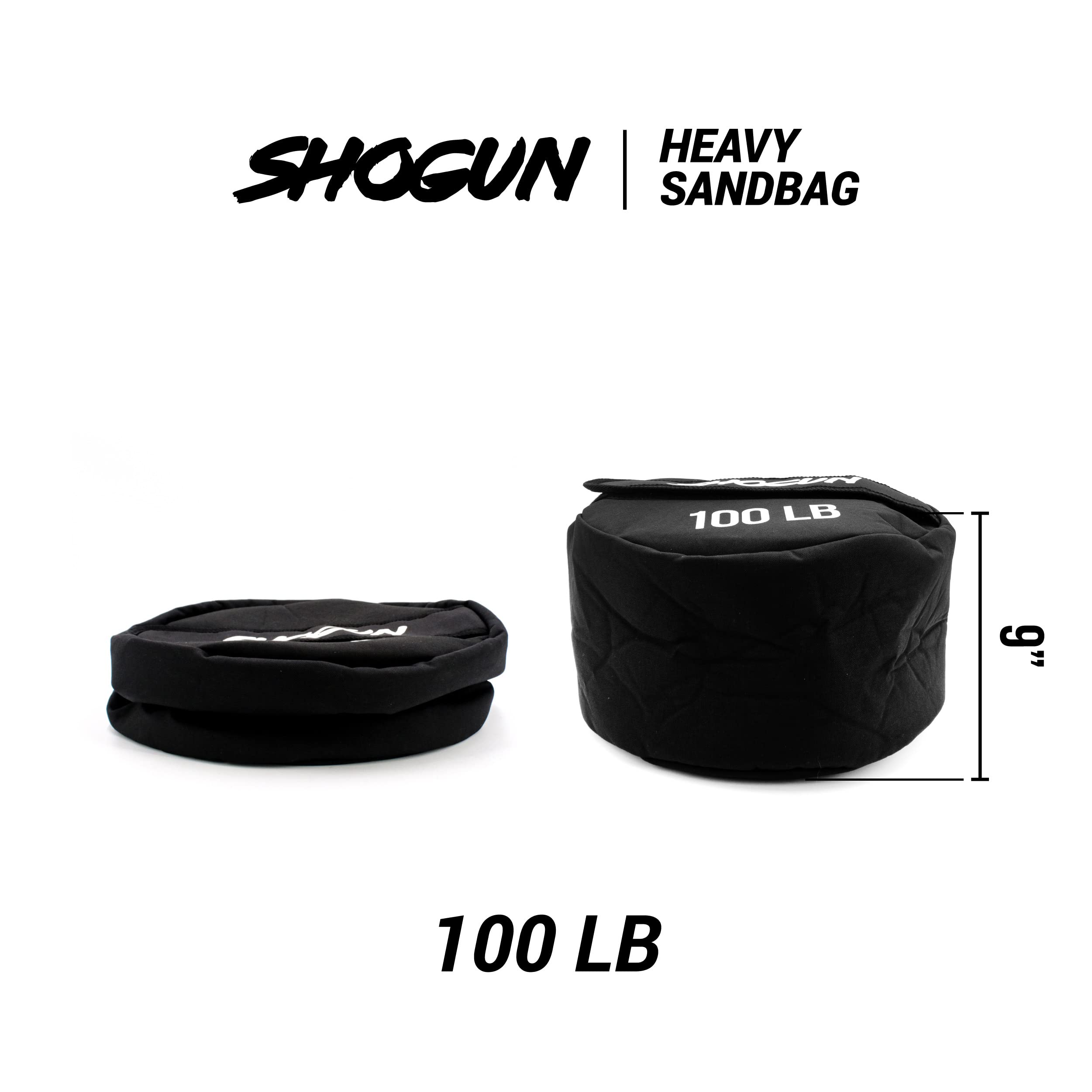Shogun 100 LB Sandbag Workout Bag - Adjustable Heavy Duty Workout Black Sandbags for Heavy Fitness, Conditioning & Strength Training - Heavy Exercise Sand Bags Fitness Equipment - Sandbag Weights