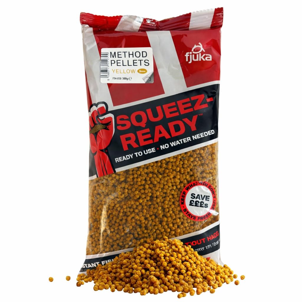 Fjuka Yellow Squeez-Ready Method Pellet 500g | Ready-prepped 2mms | Carp, F1s, tench, bream
