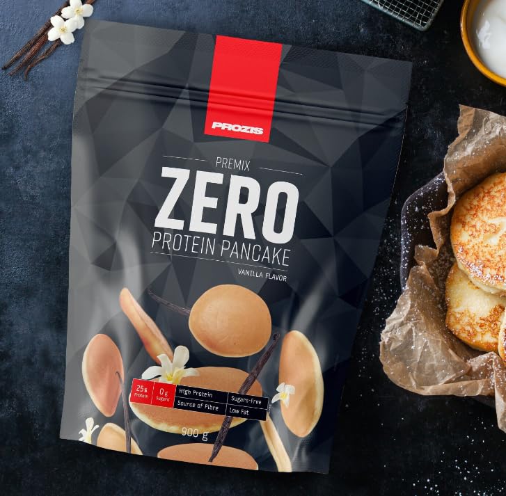 Prozis Zero Protein Pancake 900 gr - preparato pancake proteico, zero zuccheri. 26% proteine - Gusto Vaniglia