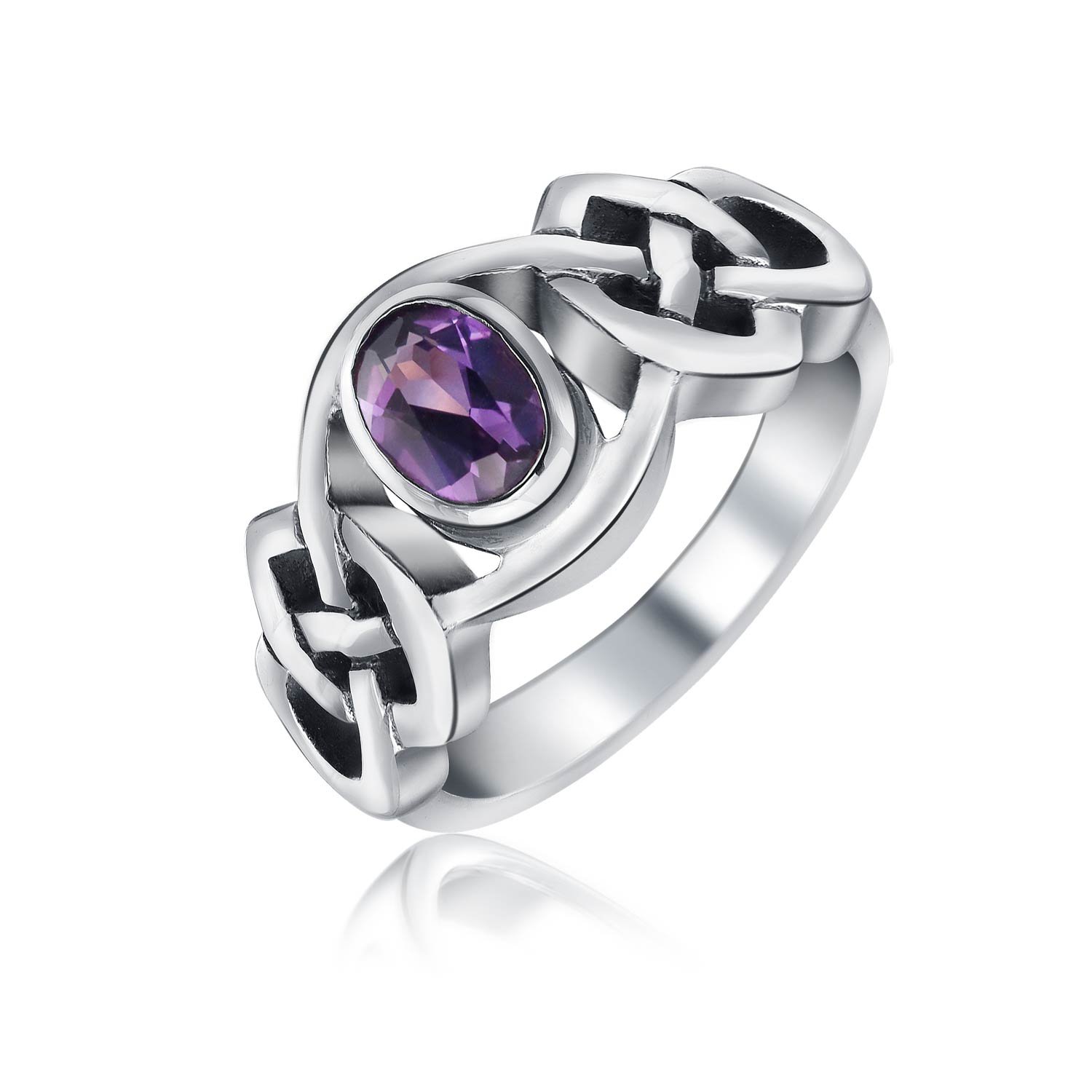 Bling Jewelry Anillo de infinito nudo de amor triquetra celta delicado con turquesa azul estabilizada para mujer y adolescente anillo de banda delgada de plata de ley .925
