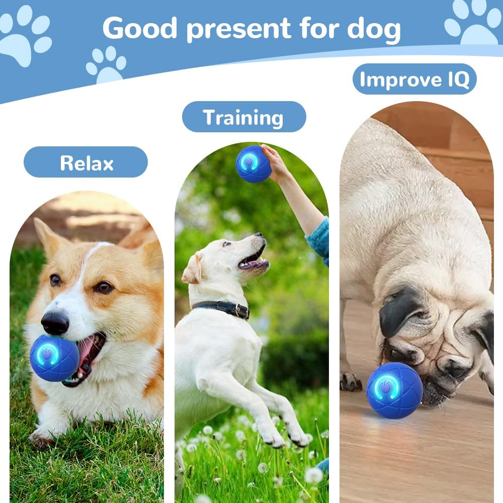 FWZWOZO Interactive Dog Toys, 2026 New Moving Bouncing and Rotating Balls, Durable Automatic Rolling Ball for Indoor Play, Dog Ball Shaky Balls Toy for Dogs (Blue+Orange) - image 5