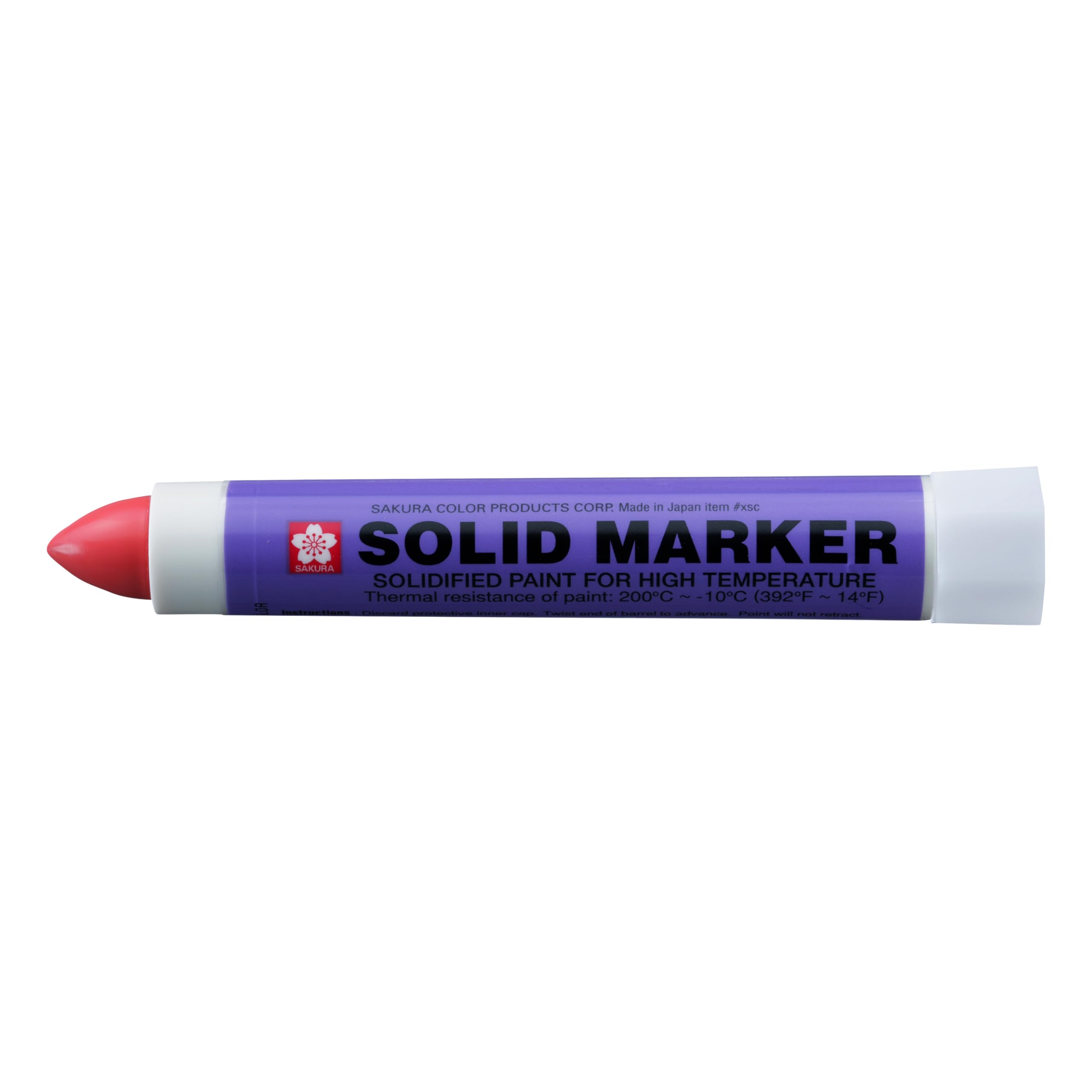 SAKURA Solid Marker Original - Red - High Temp - 12 mm Diameter - Works on Rough & Smooth Surfaces - Twist Mechanism - Permanent & Odourless