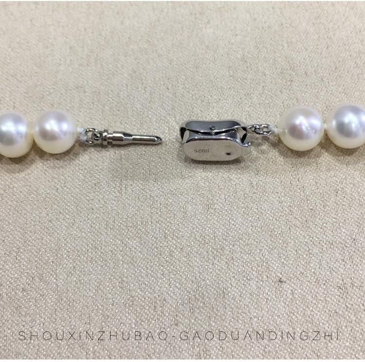 AAAA 9-10mm Round White south sea Pearl Necklace, 18 Inch Classic Strand, 925 Sterling Silver Clasp, Timeless Luxury Jewelry for Women