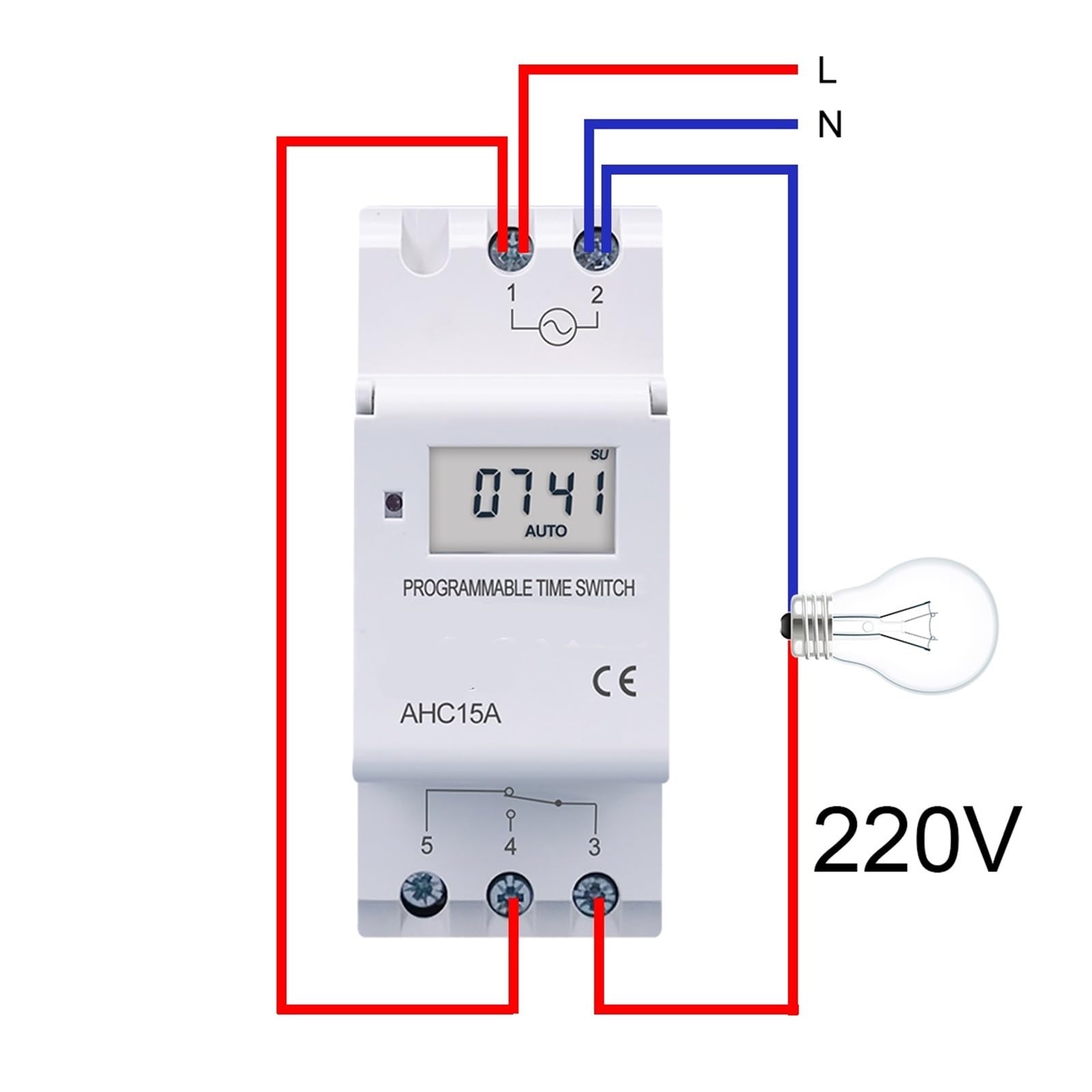 1 Temporizador de relé Digital programable semanal monofásico de riel DIN de 7 días con Control de CA de 220 V, 230 V, 12 V, 24 V, 48 V y 16 A(15A,220V AC)