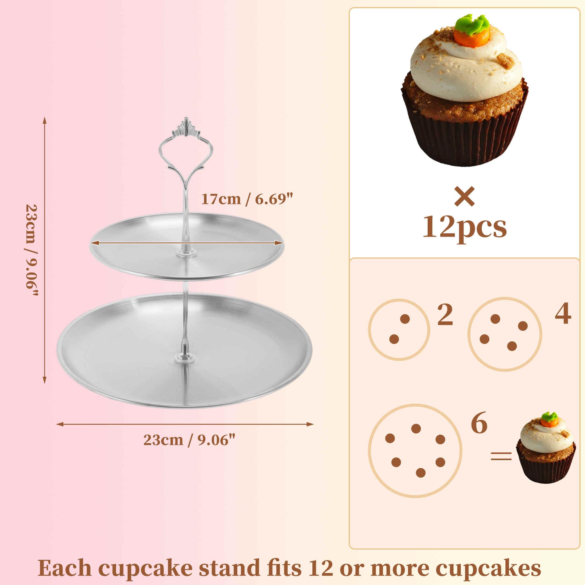2 Etagen Dessert Cupcake Ständer Cupcake Ständer Halterung Runder Cupcake Halter Turm Mit Etagen Servier Tablett Für Donuts Früchte Silberfarben