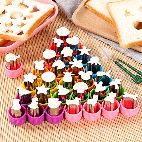 KECUCO 29 Pcs Vegetable Cutter Shapes Set, Stainless Steel Mini Fruit Cookie Pastry Stamps Mold for Kids, Mini Sizes Cookie Cutters Set, Baking and Food Supplement Tools Accessories(29pcs)
