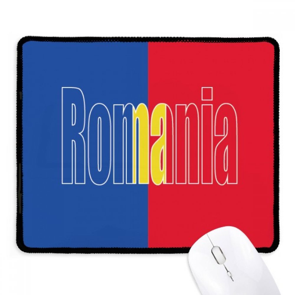 Mousepad de Rumania negro con bordes cosidos antideslizante para juego y oficina 3
