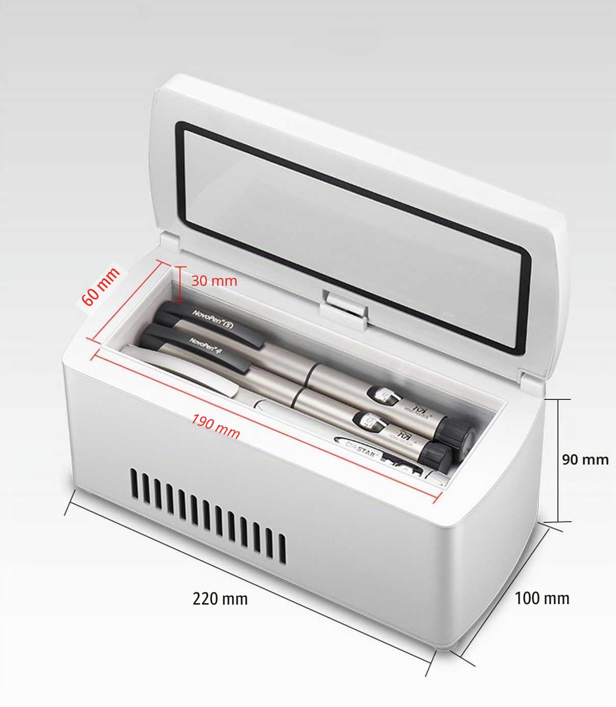 LEVIOC'S Refrigeratore elettrico per insulina, frigorifero portatile per medicinali in viaggio, frigorifero per auto e casa, mini frigorifero, 2-18 °C