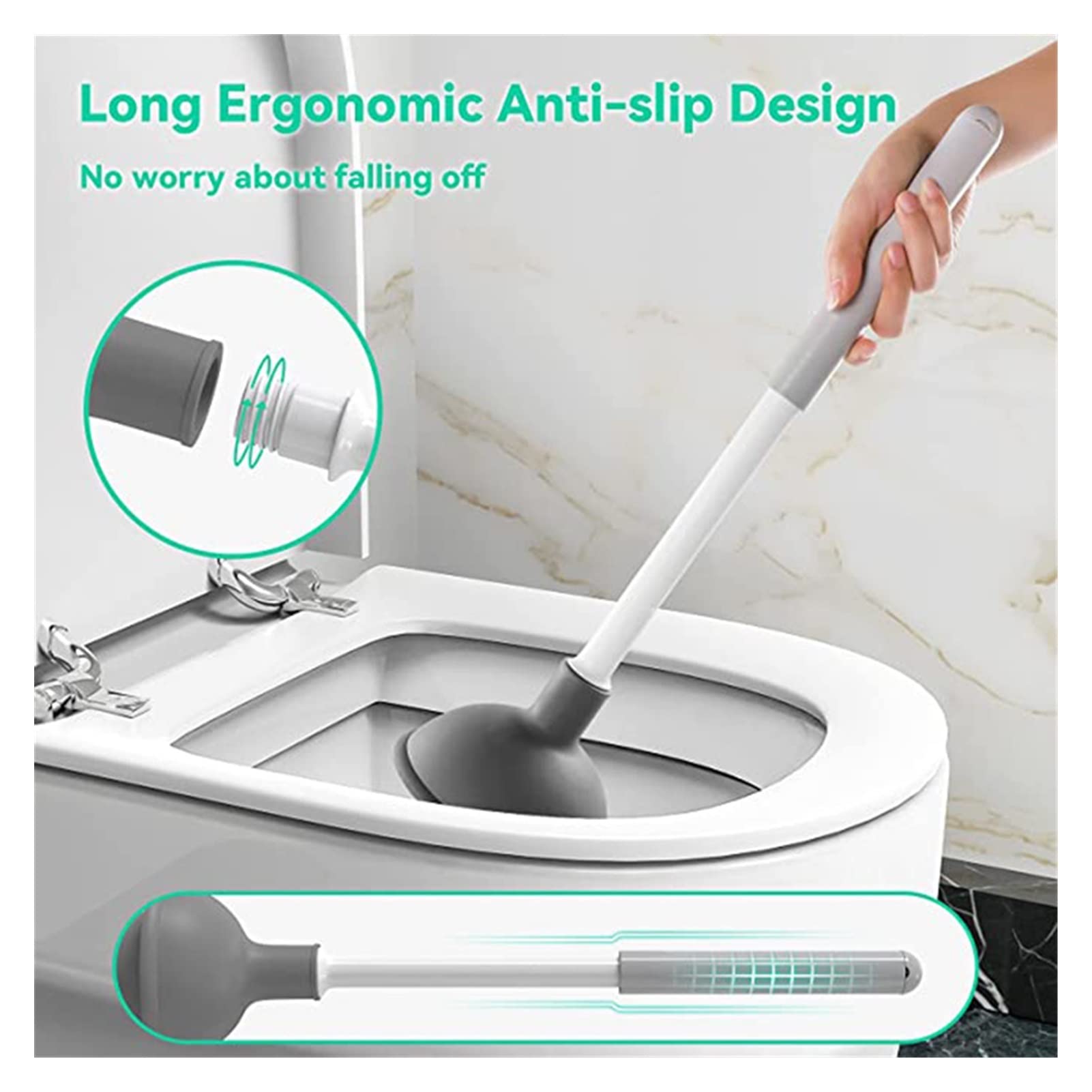 Accessori per WC Punnello e spazzola for servizi igienici, 2-in-1Heavy Duty Plunger Set Spazzola for ciotola e Pollunger Combo con supporto for la pulizia Accessori for il bagno Draga di fogna