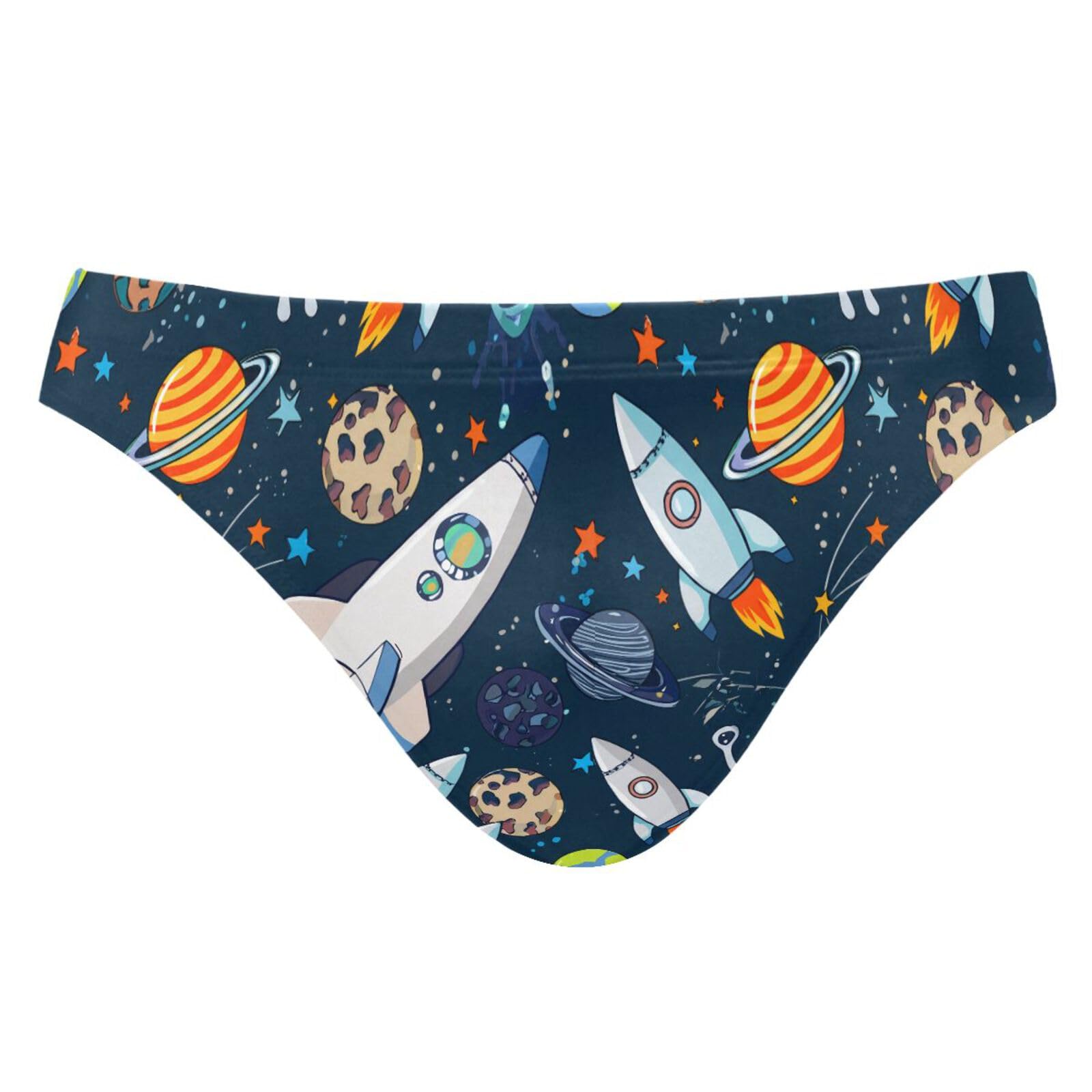 UMIRIKO Mens Swim Briefs Space Aliens Rockets Bikini Swimwear L 202c1614