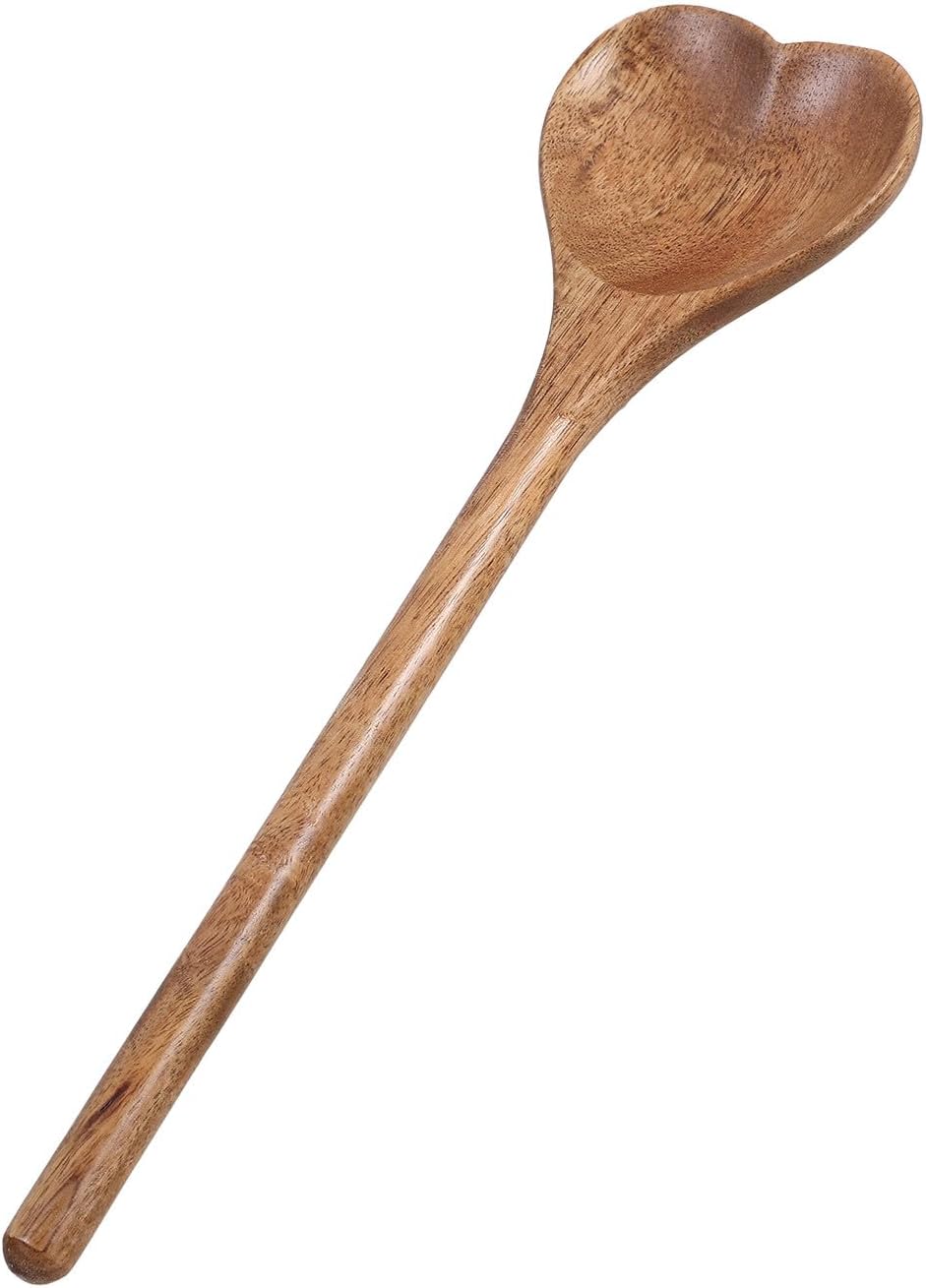 Heart Shape Wooden Spoon Multipurpose Kitchen Stirring Tool for Soup Honey Jam Coffee Dessert Reusable Wood Utensil for Home Cafe Restaurant Use Stylish Design
