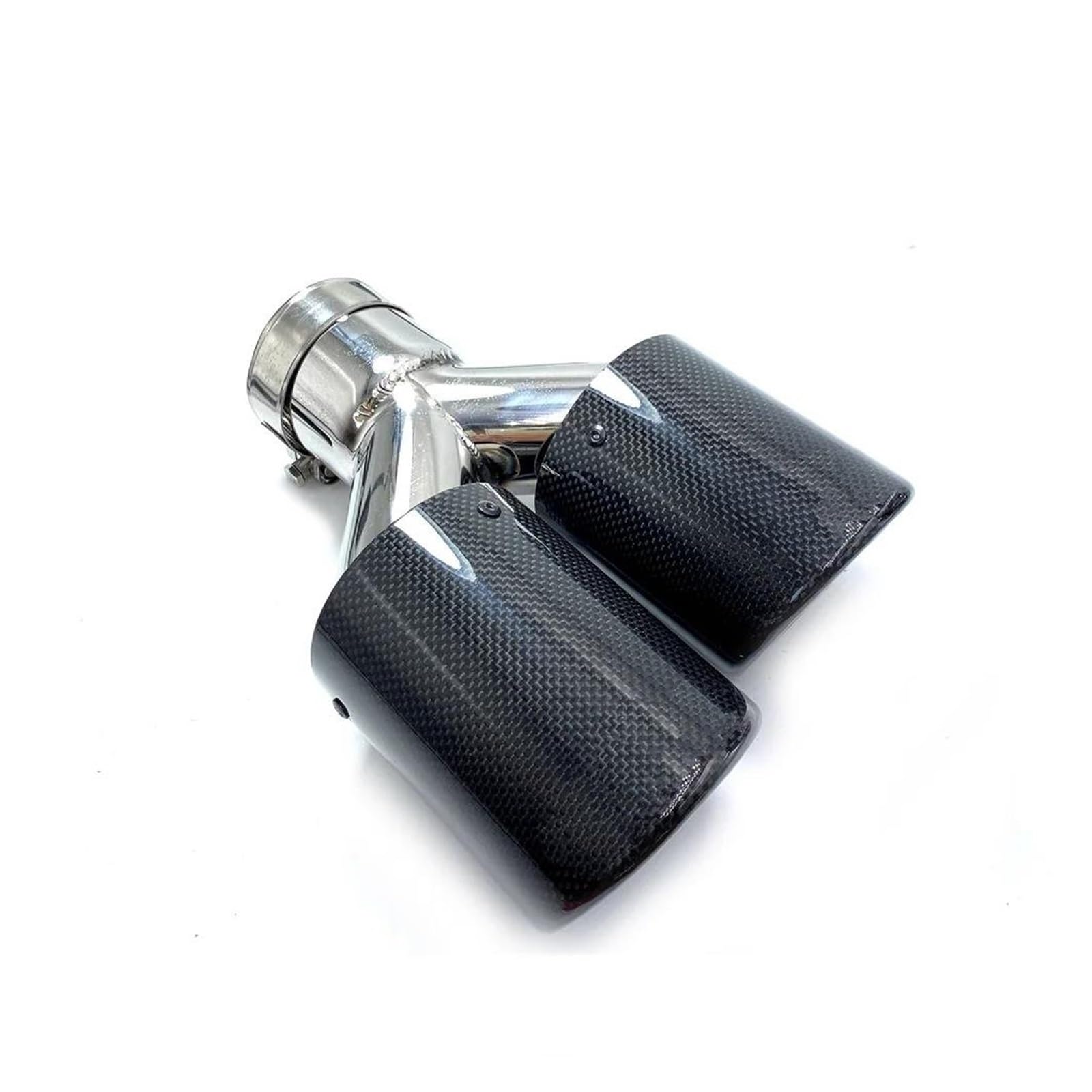 Tubo Scappamento 2 Pezzi Di Tipo Y Doppi Terminali Scarico Per Auto Universale Lucido In Fibra Carbonio Acciaio A Doppia Uscita Tubi Scarico Marmitta Tubo Scappamento Terminale Tubo Scappamento (Size