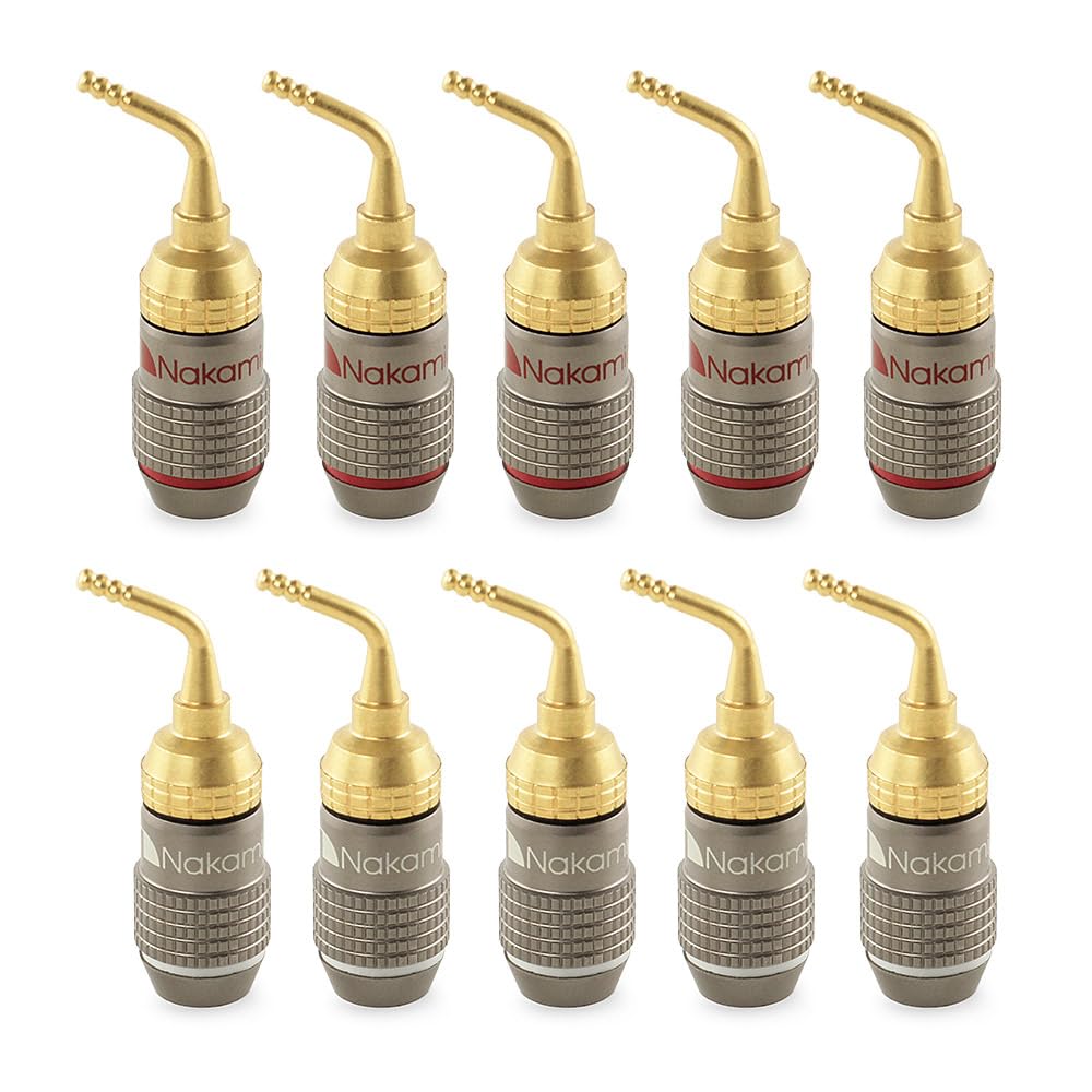 Nakamichi FanLock Excel Series 24k chapado en oro de 0.079 pulgadas (0.079 in), enchufe banana 10 AWG – calibre 18 AWG tamaño 0.15