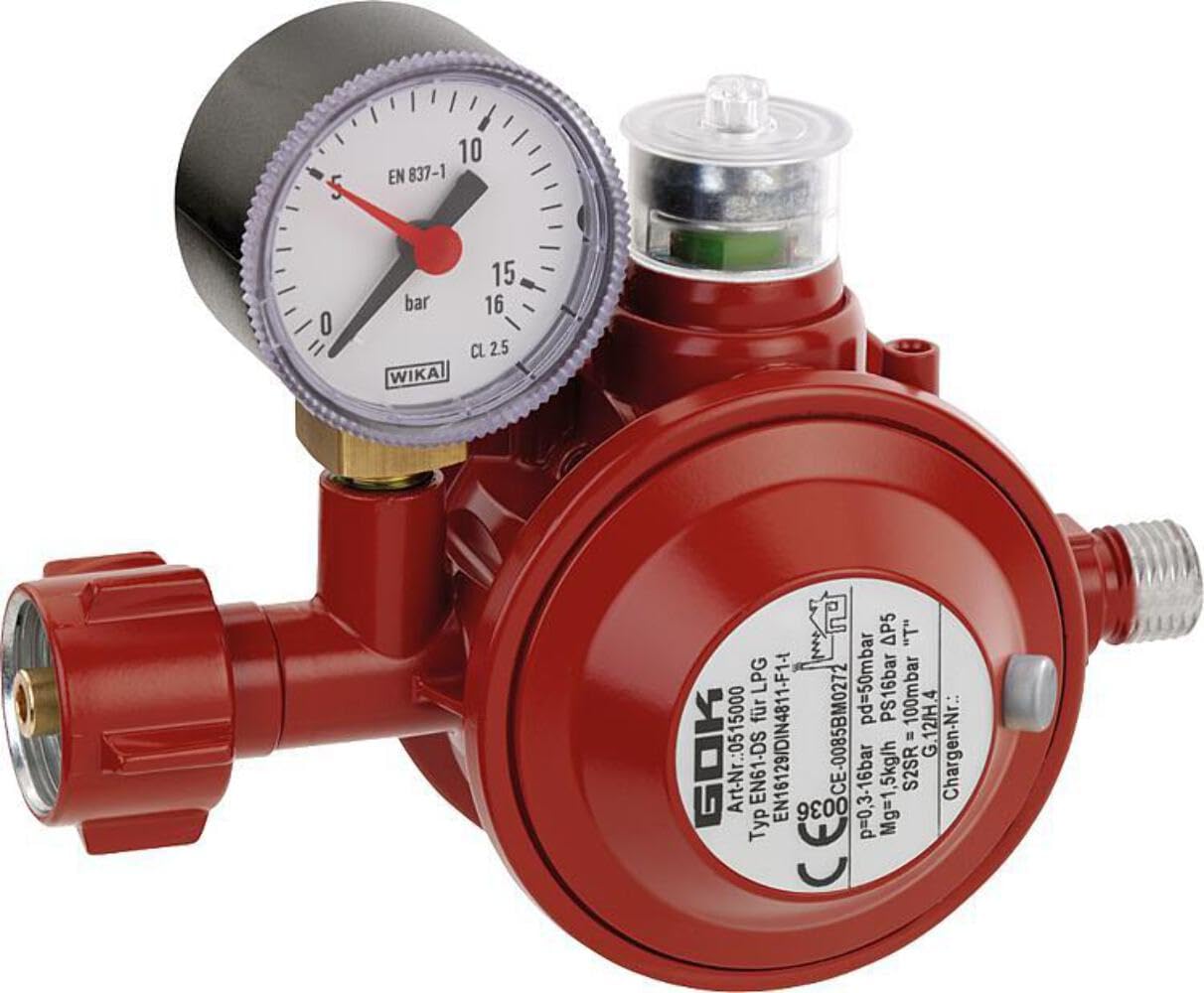 GOK Gasregler Kleinflaschen 29 mbar gerade Gebäude 05 150 30 Druckminderer + Zubehör Propan