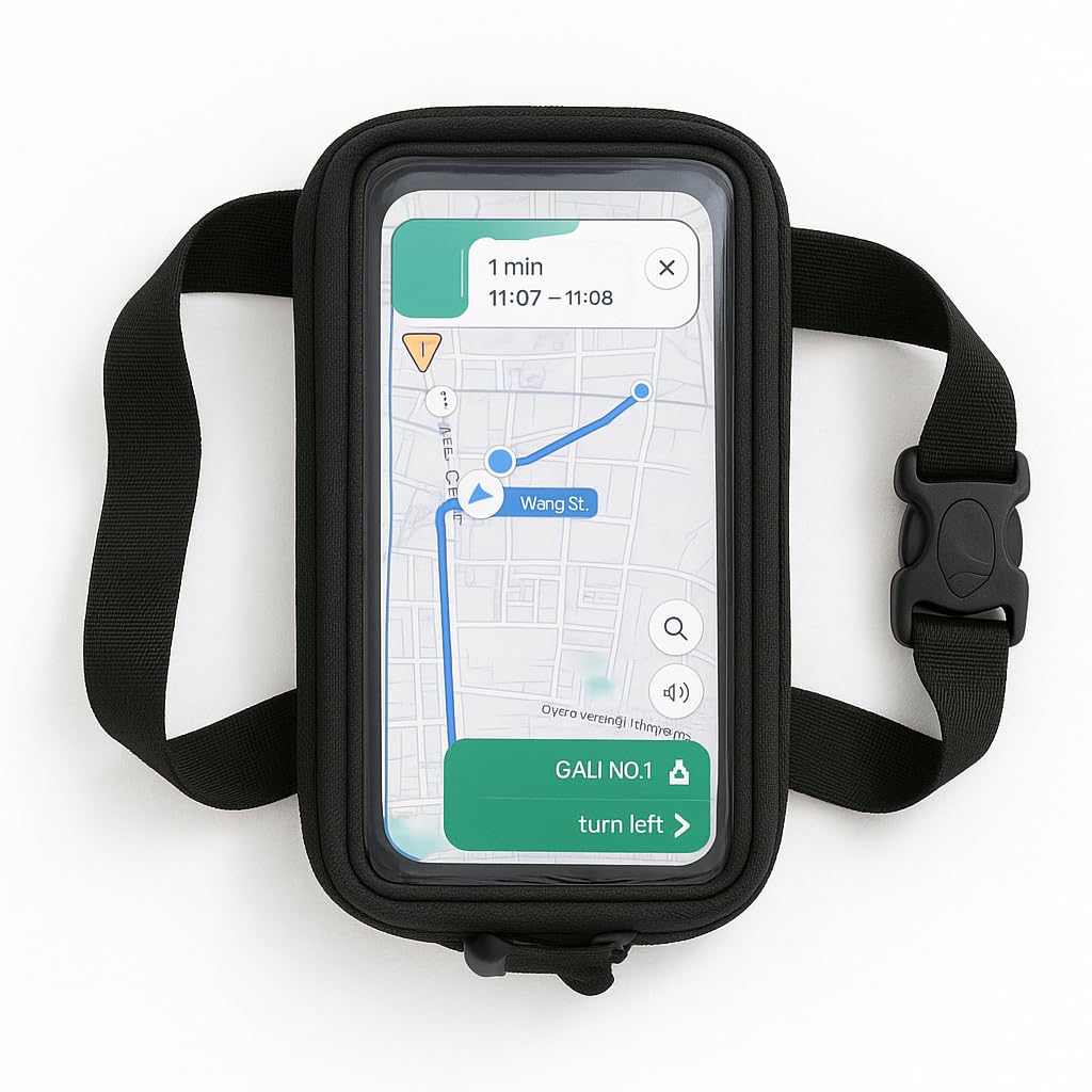 Running Belt Waist Bag with Touch Screen Phone Holder, Black | Adjustable Strap, Navigation Friendly, Buckle Closure, Hands-Free Carry, Outdoor Sports Use-image-41