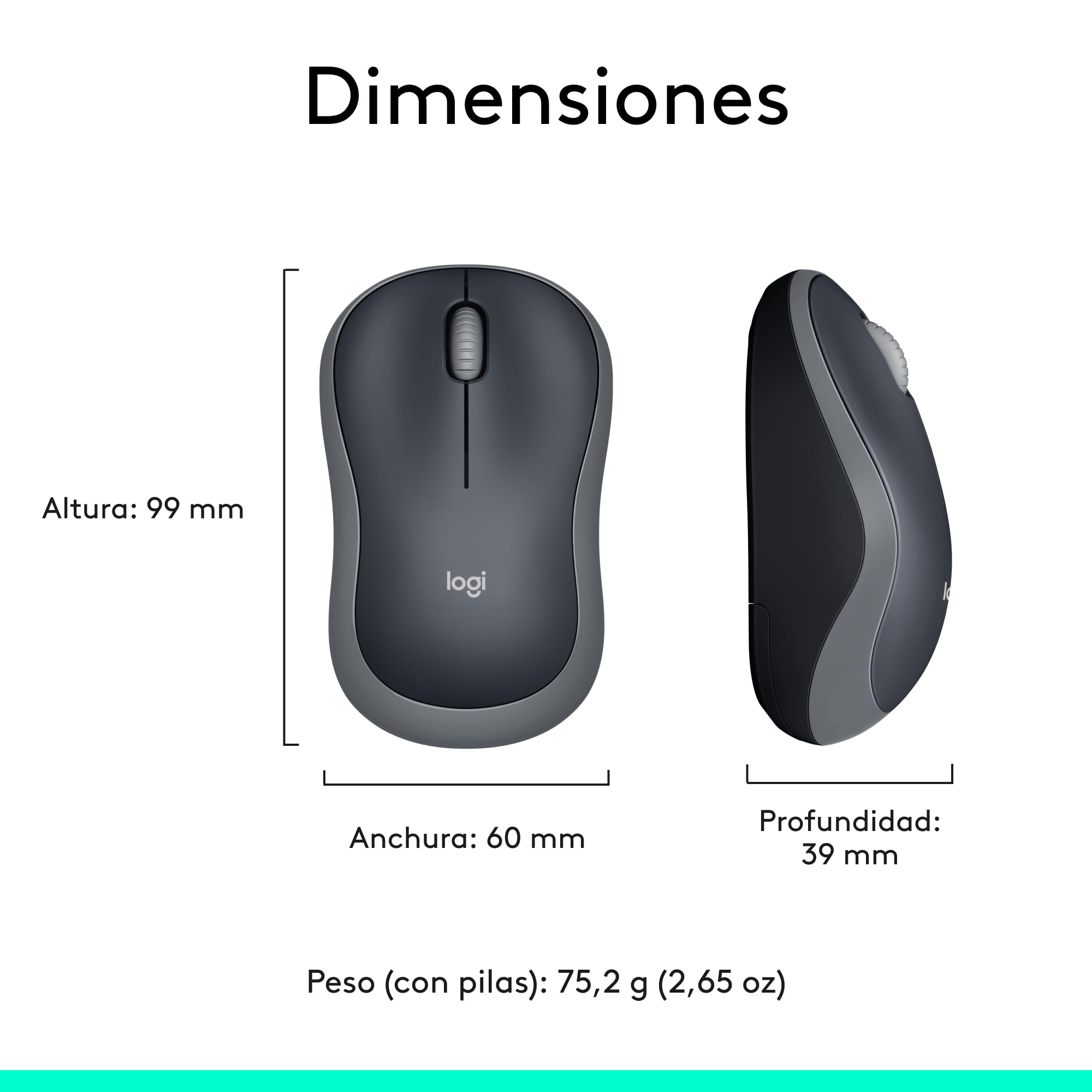 Logitech M185 Ratón Inalámbrico, 2,4 GHz con Mini Receptor USB, Batería 12 Meses, Seguimiento Óptico 1000 dpi, Ambidiestro, PC/Mac/Portátil - Gris