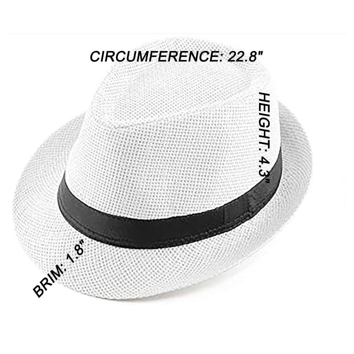 Straw Fedora Hat for Women Men Panama Hat Short Brim Summer Sun Hat,White