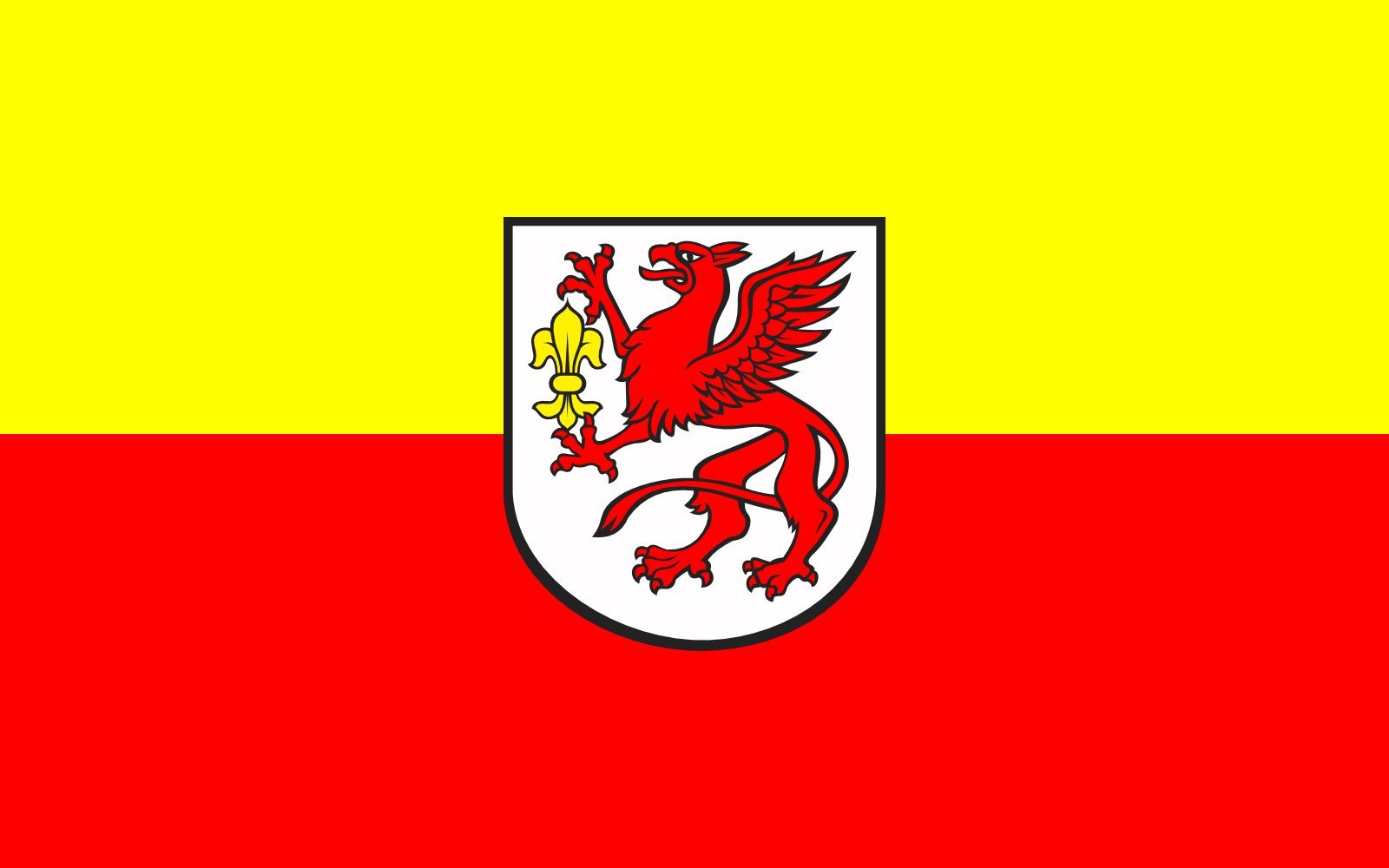 Drapeau Large POL Gryfice grand format pour mât de la gmina polonaise