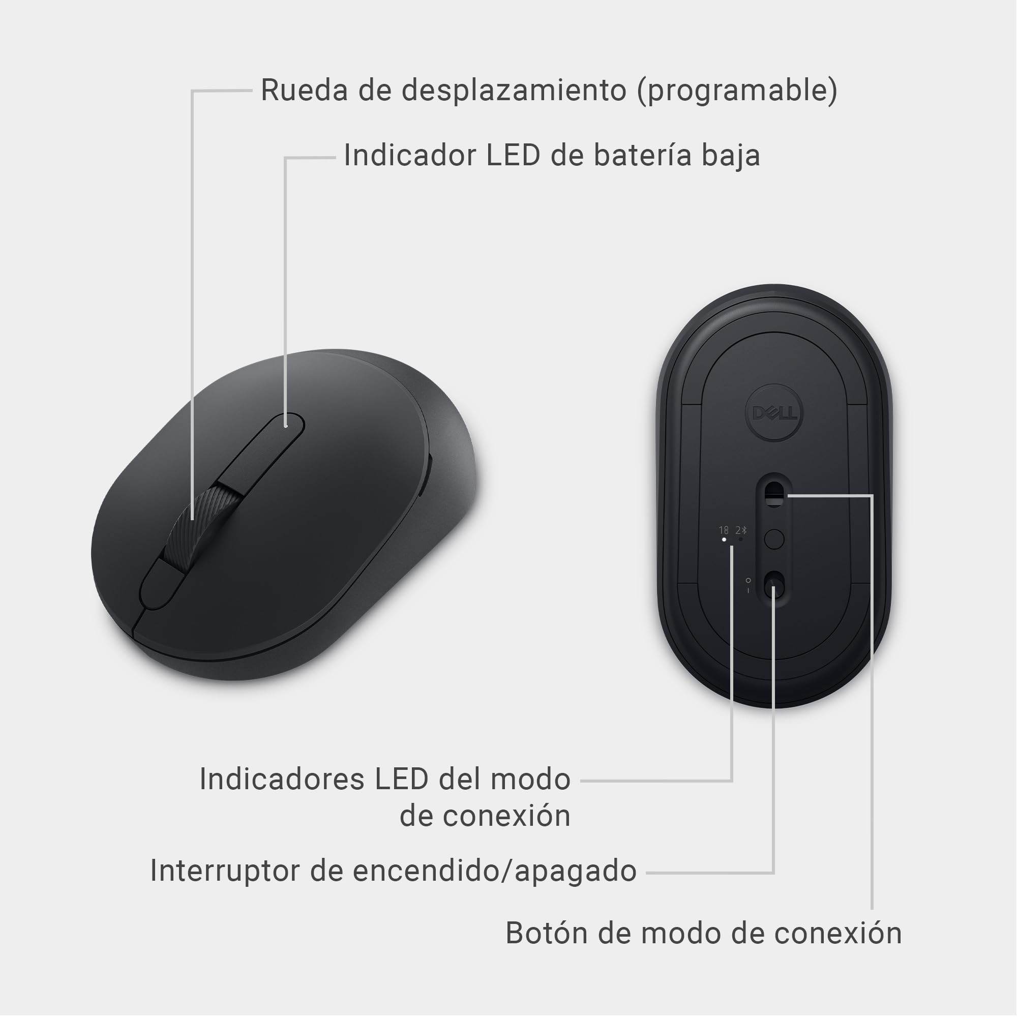 Dell Silent Mouse MS355 – bezprzewodowa mysz z cichymi kliknięciami, połączenie 2,4 GHz, śledzenie optyczne, konstrukcja z 3 przyciskami, 36-miesięczna żywotność baterii, czarna