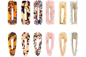 12 Pcs Geometric Acrylic Resin Hair Barrettes