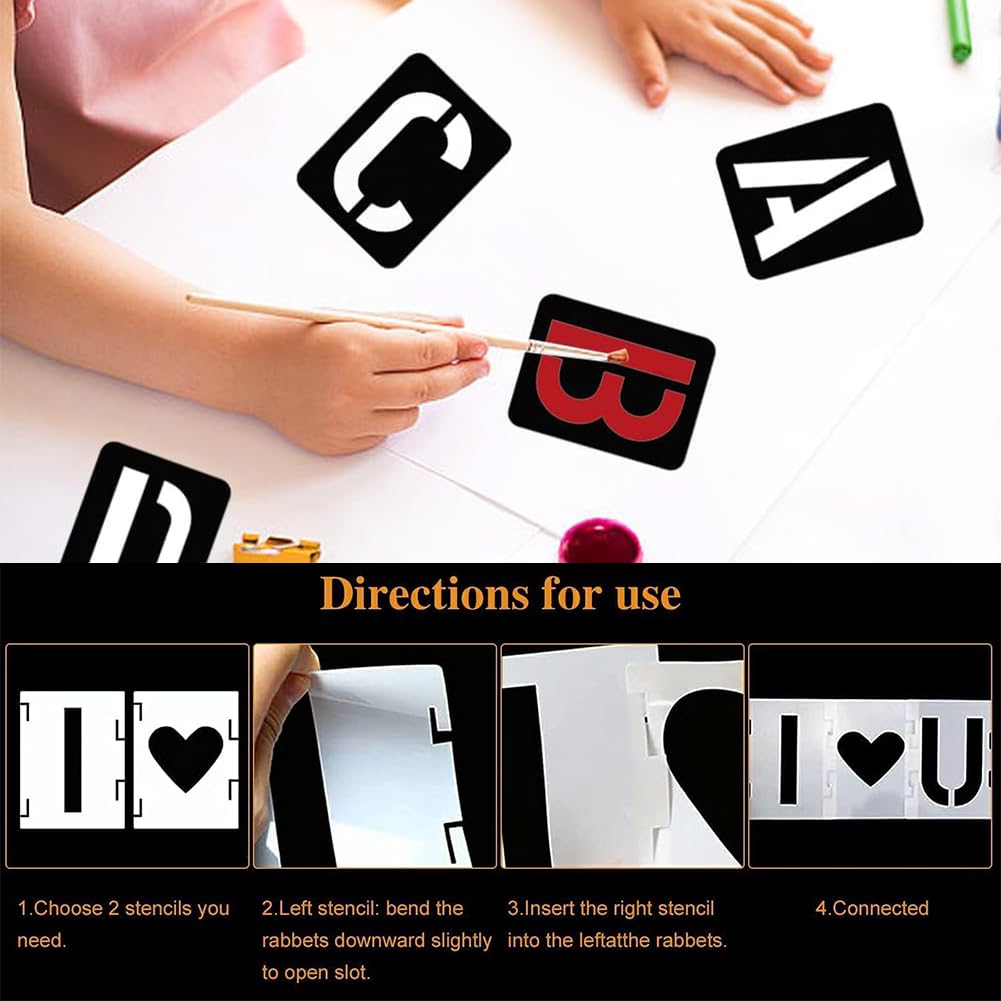 Stencil Lettere E Numeri 42 Pezzi - Plastica Riutilizzabile - Per Pittura Su Parete E Fai Da Te