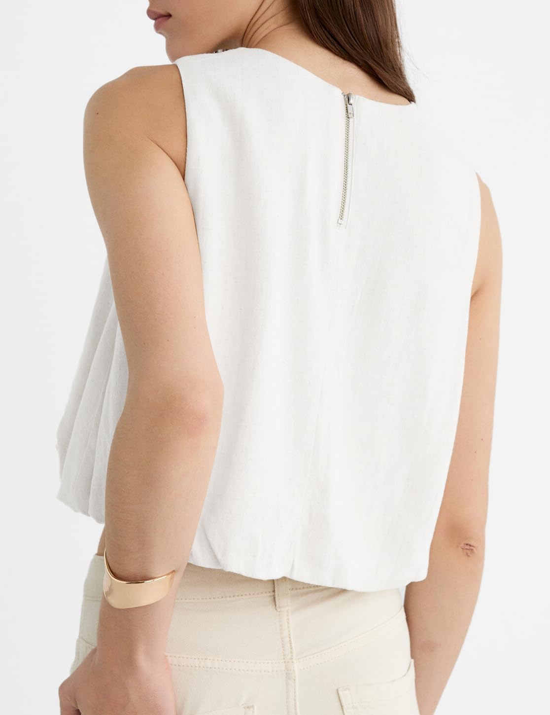 IDEALSANXUN Womens Cropped Linen Tank Tops Summer Cute Sleeveless Linen Shirts - Image 2