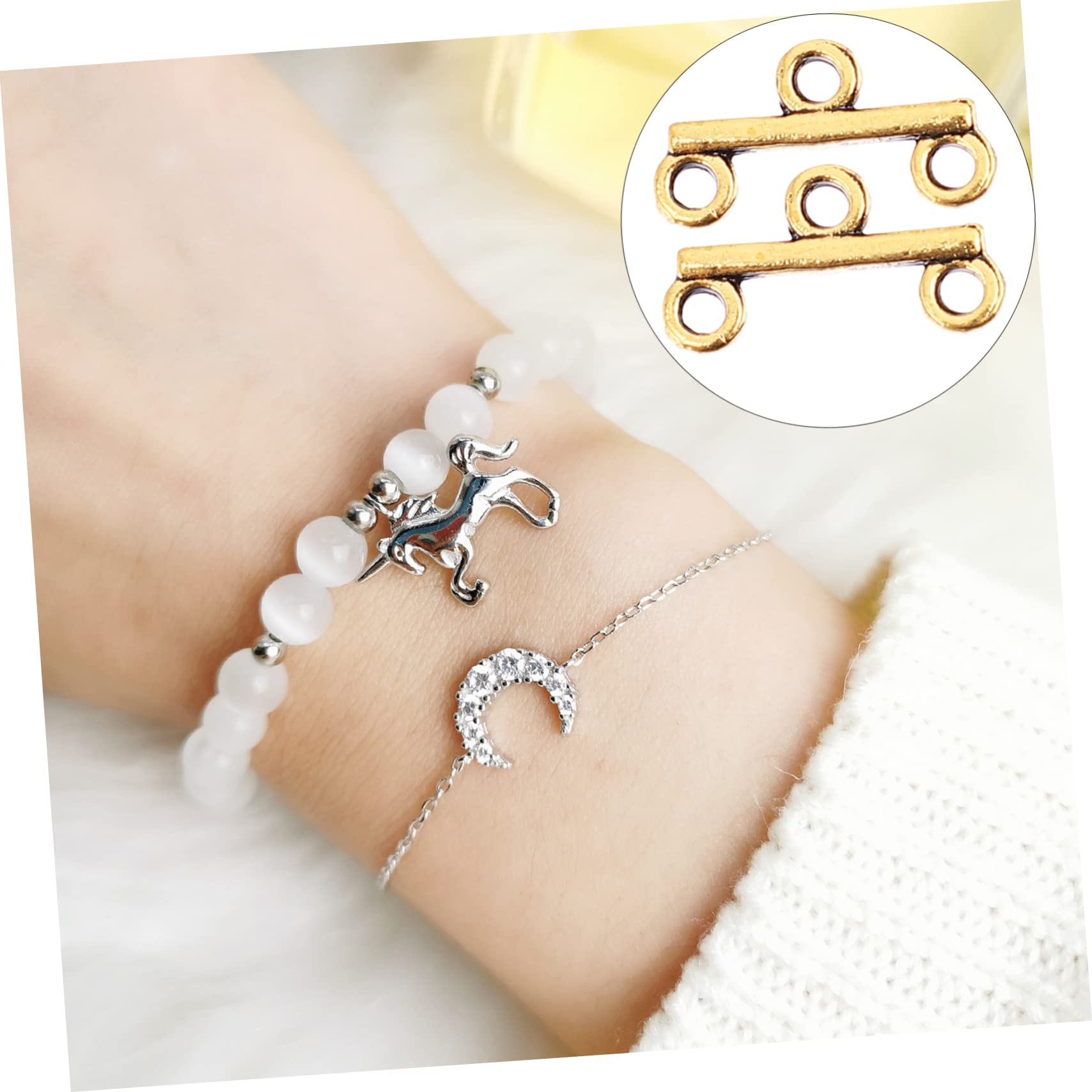 NUOBESTY 300stücke Schmuckverschluss Doppelreihige Karabinerverschlüsse Für Halsketten Und Armbänder Robuste Kettenverbinder Antikgold Langlebig Und Leicht Für Handgefertigten Schmuck