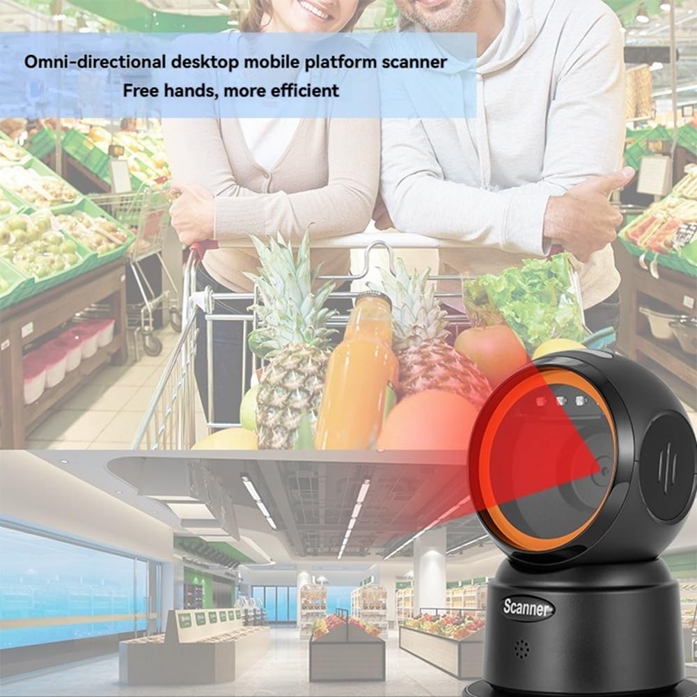 Scanner de Code-Barres QR sans Bluetooth 2D Mains Omnidirectionnel USB, Lecteur de Code-Barres 1D QR pour Numérisation à L'Écran
