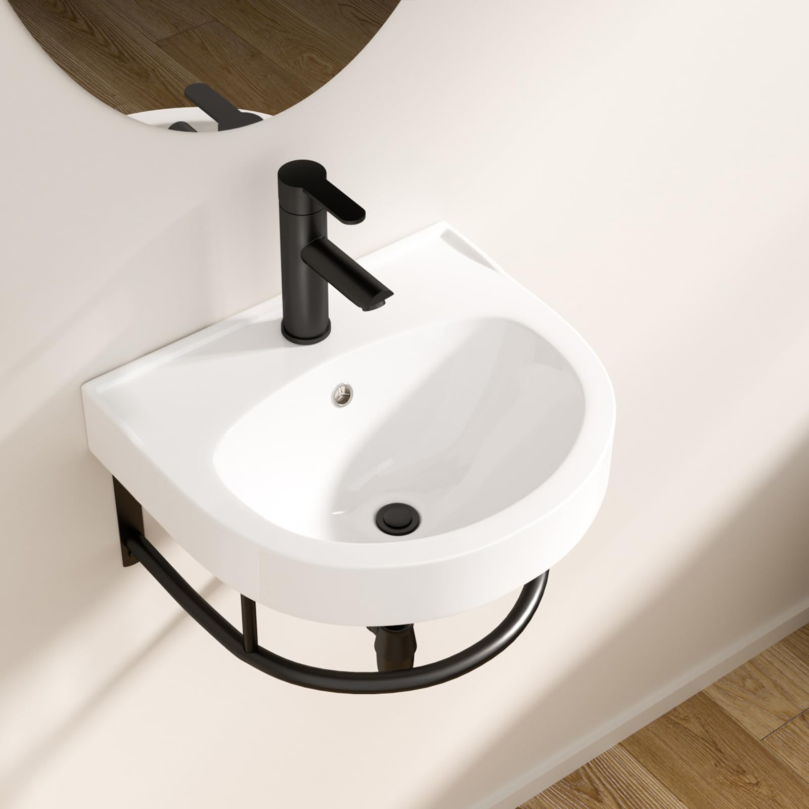 Logmey 16 Inch Wall Mount Corner Sink