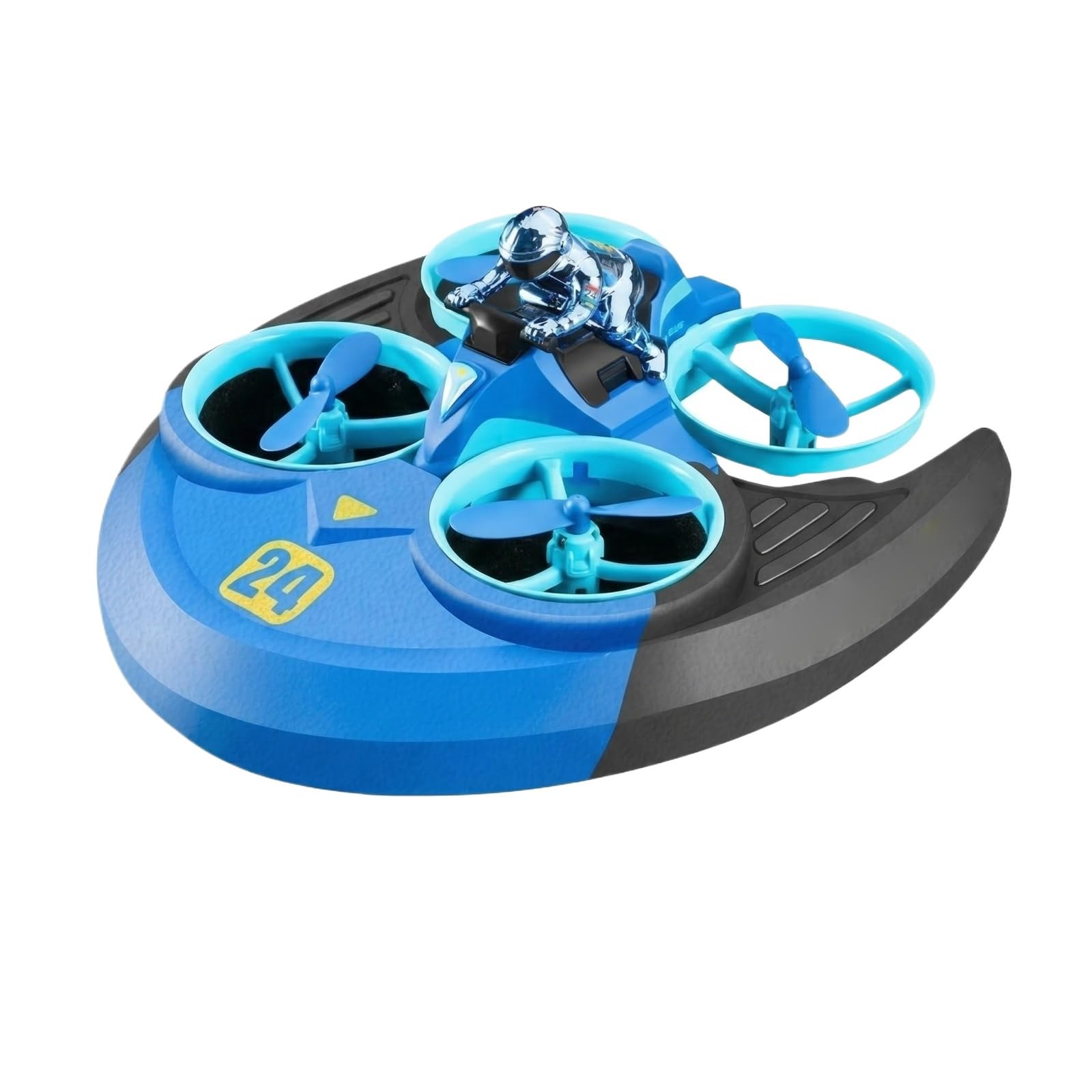 RC Drone 3 in 1 for Kids, Waterproof Land Air Water Hovercraft, Remote Control Boat Car for Beginners with 360 Flip LED Lights, Outdoor Indoor Stunt Toy Gift for Boys Girls (Blue)