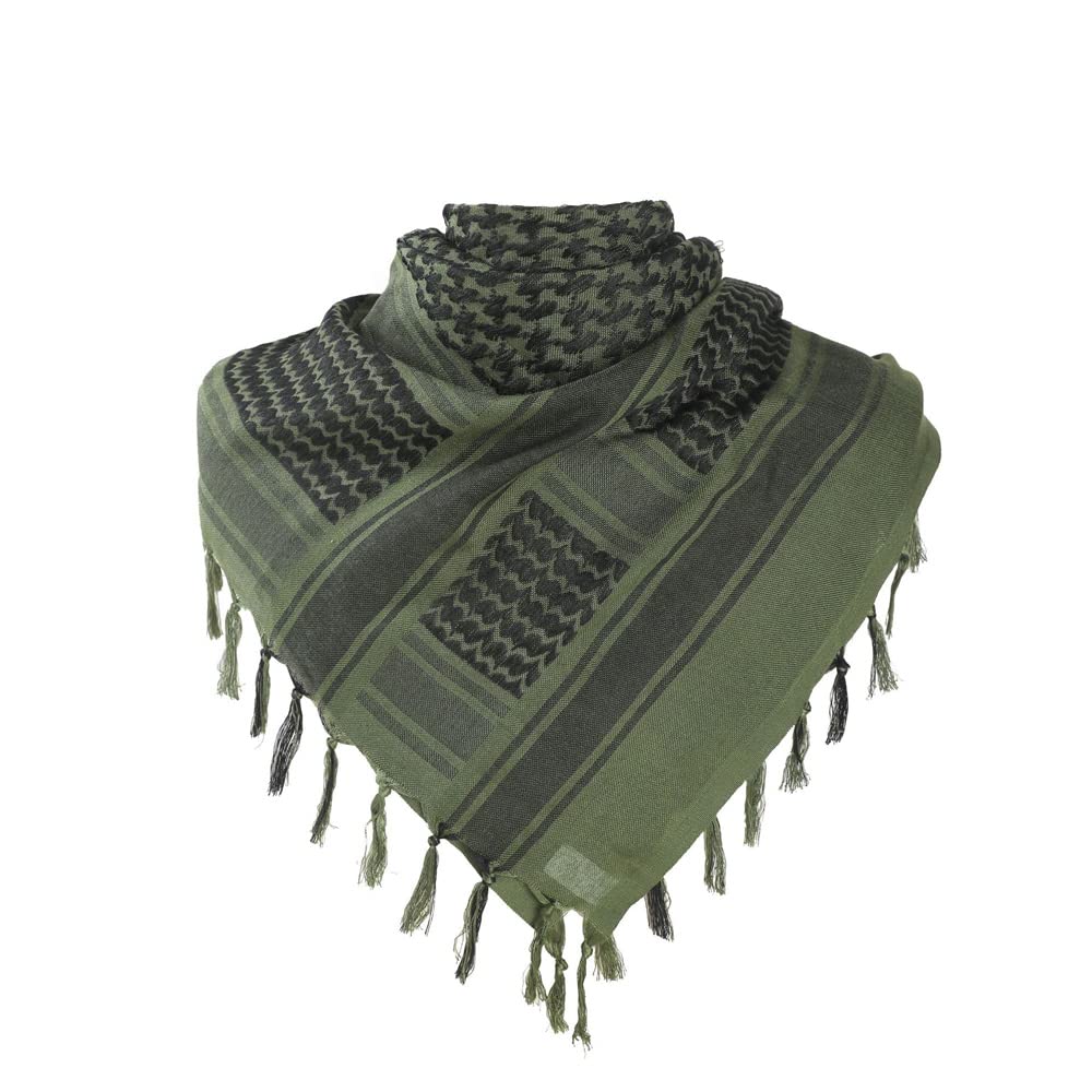 Dzozo Unisex B-Green Shemagh Scarf - Arab Cotton Desert Head Neck Wrap Keffiyeh Shawl For Men