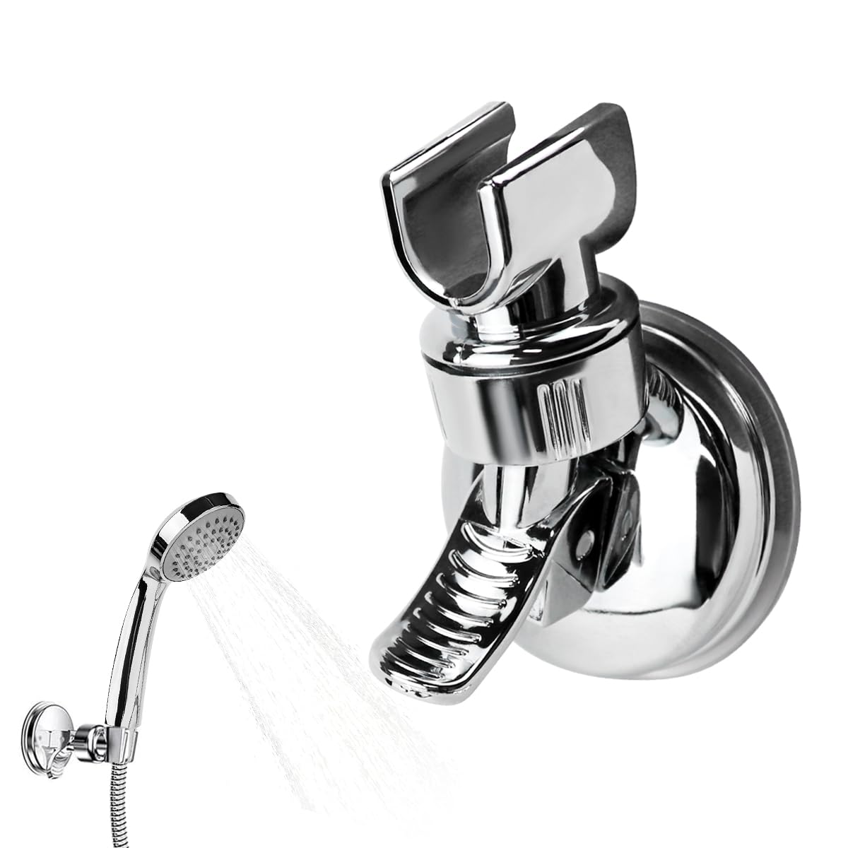 VALINK Support De Pommeau De Douche Flexible à 360 Degrés, Support De Pommeau De Douche Universel Réglable, Support Mural à Ventouse, Sans Perçage, Pour Salle De Bain Baignoire