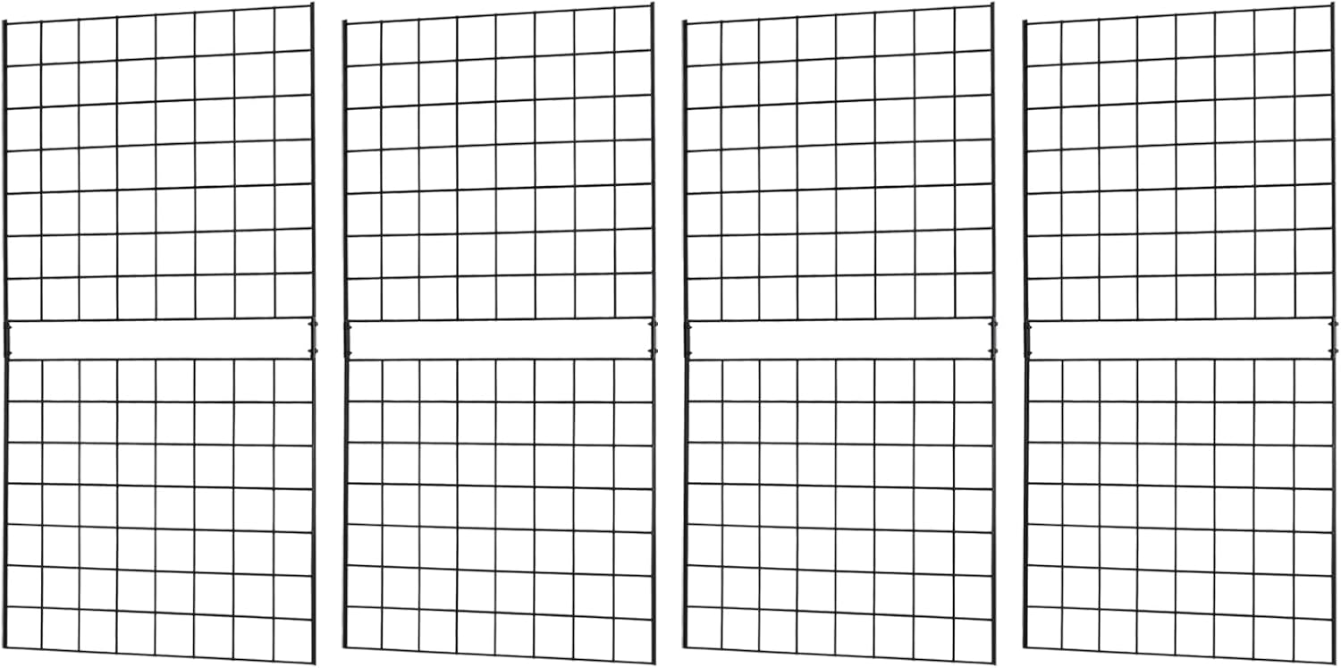 Grid Wall Commercial Grade Gridwall Panels – Heavy Duty Grid Panel for Any Retail Display Wall Grid 2' Width x 4' Height, Black (Pack of 4) Easily Portable 2'x4'(4 Pack) Black