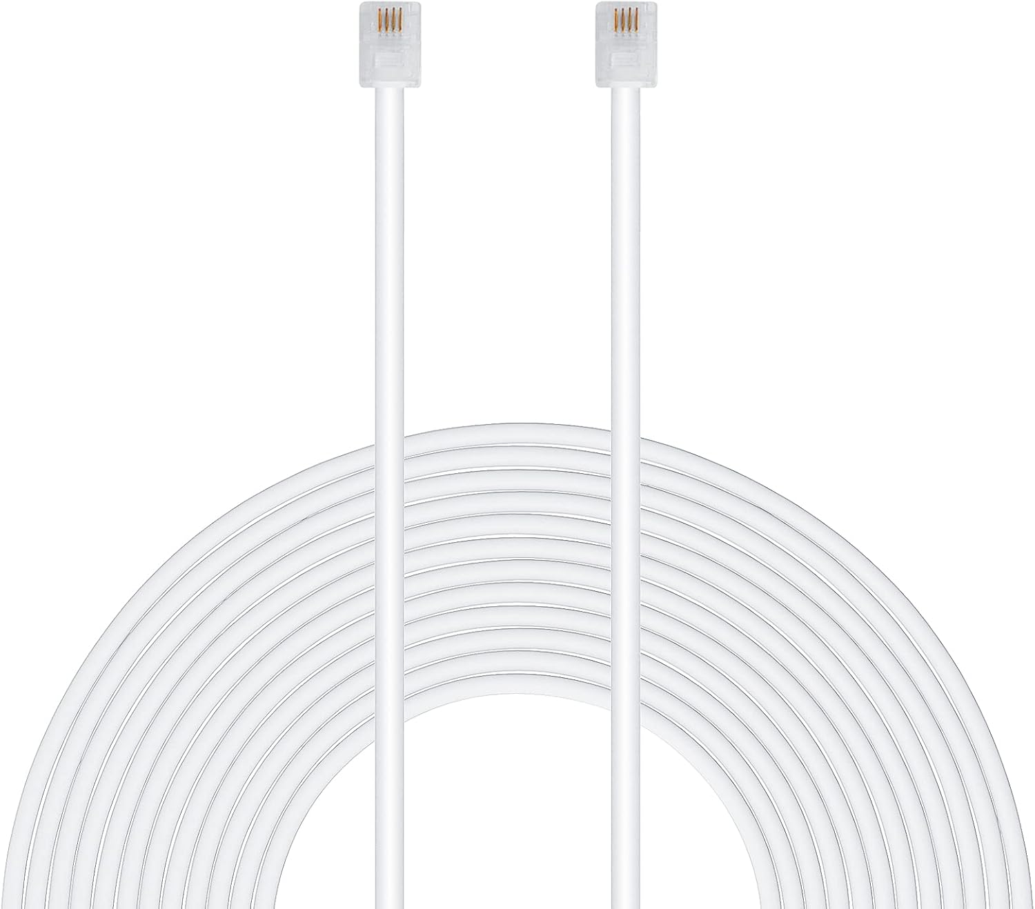 Uvital 100 Feet Telephone Landline Extension Cord Cable Line Wire with Standard RJ-11 6P4C Plugs(White 30.5M,1Pack)
