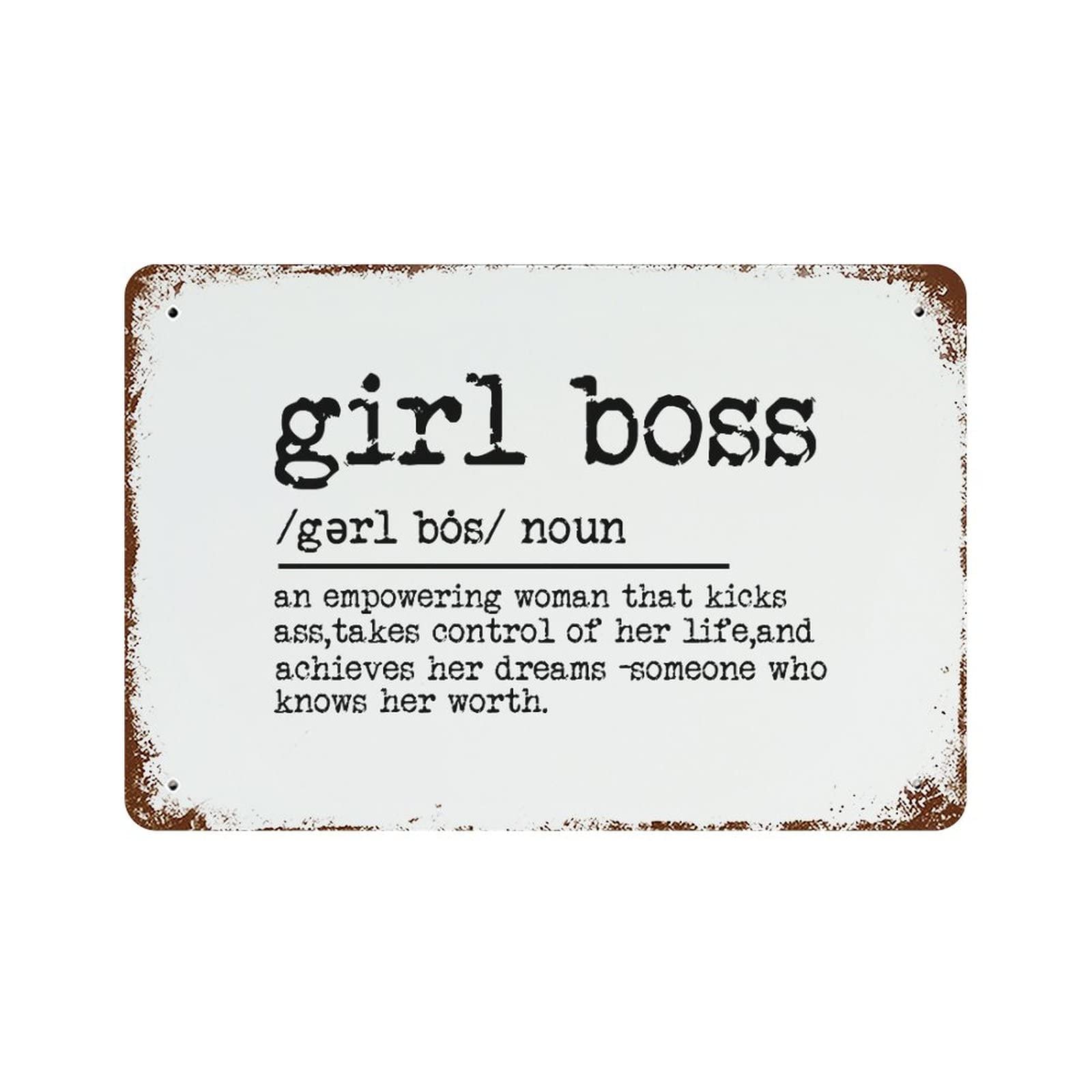 Panneau Girl Boss retro idee cadeau decoration murale vintage 30x45cm