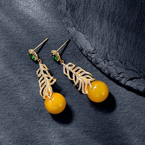 Pendientes Colgantes Damas Vintage Pendientes Elegantes Natural Beeswax Pendientes de Piedras Preciosas Tassel Largo Forma Forma Pendientes Colgantes Pendientes Mujeres