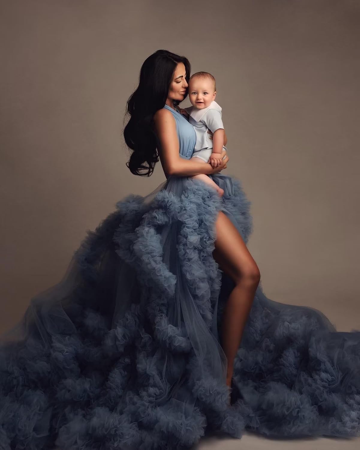 yinyyinhs Tulle Robe Maternity Dress for Photoshoot Sheer Puffy Bridal Lingerie Bathgown Pregnancy Gown for BabyShower