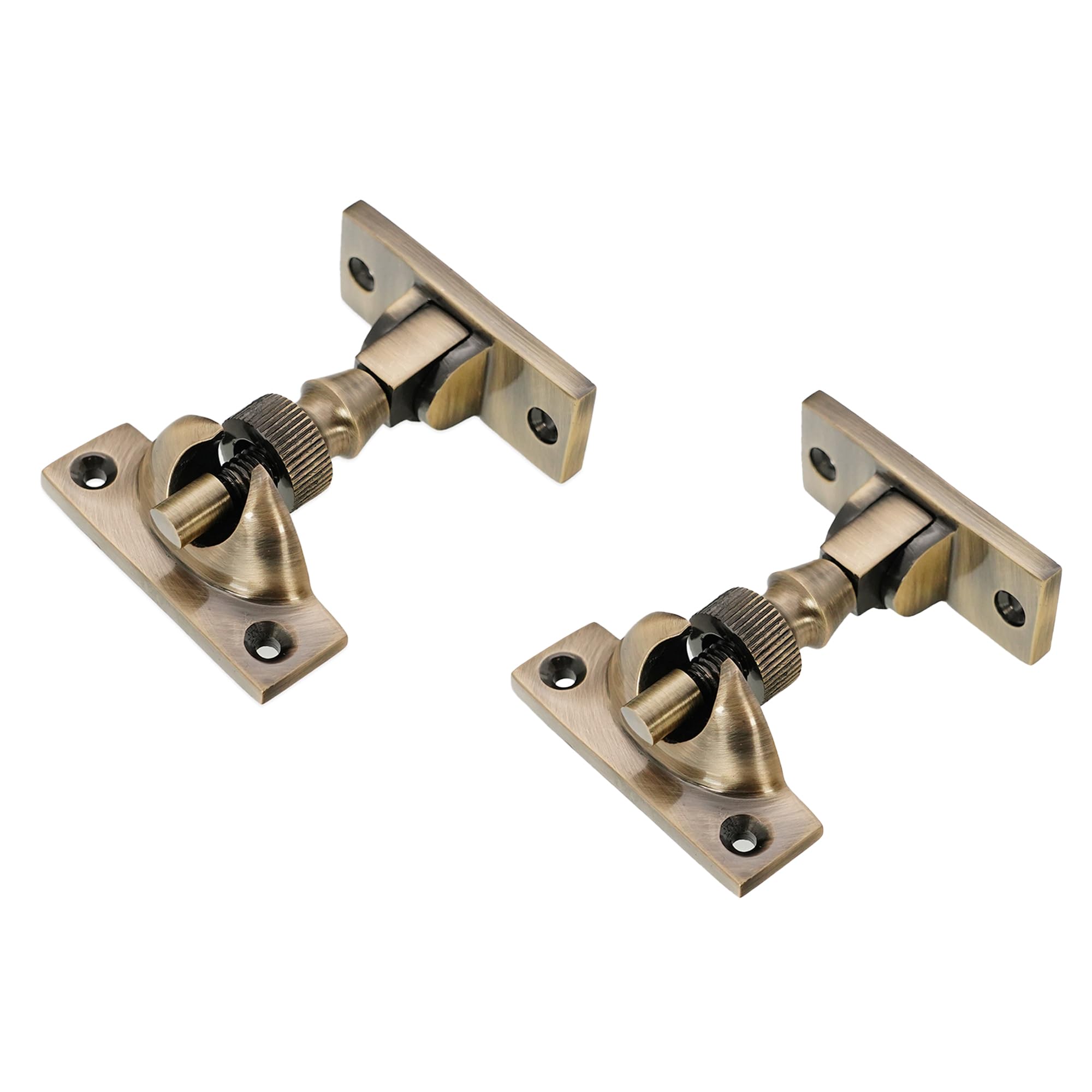 Pack of 2 Solid Brass Victorian Brighton Brass or Chrome SASH Screw Down Wedge Window Fastener (Antique Brass)