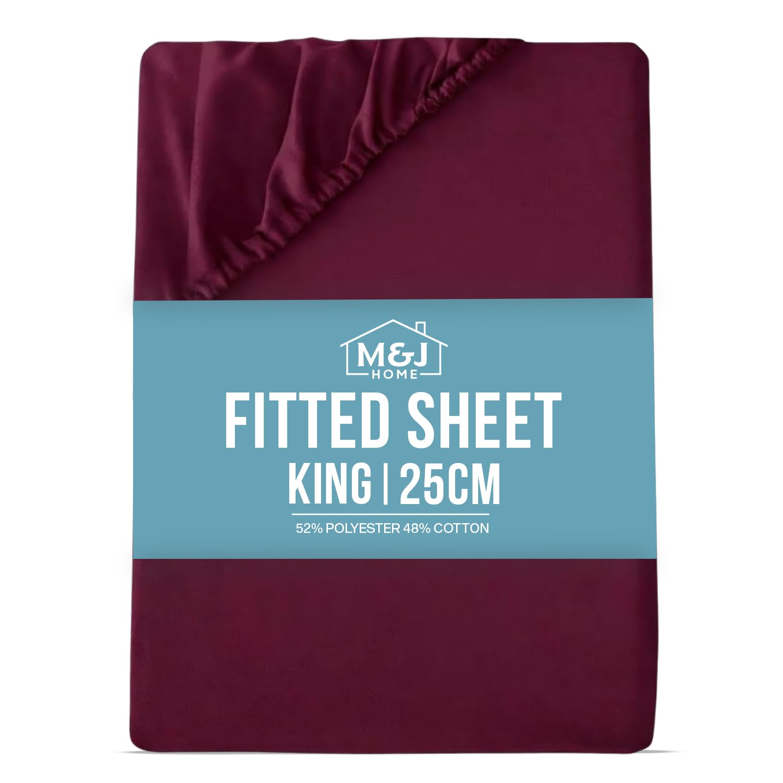 M&J Home King Bed Fitted Sheet Raspberry (Deep Berry Pink) - 25cm Drop - 132 Thread Count Polycotton - Easy Care Machine Washable - 52% Polyester 48% Cotton - Fade Resistant