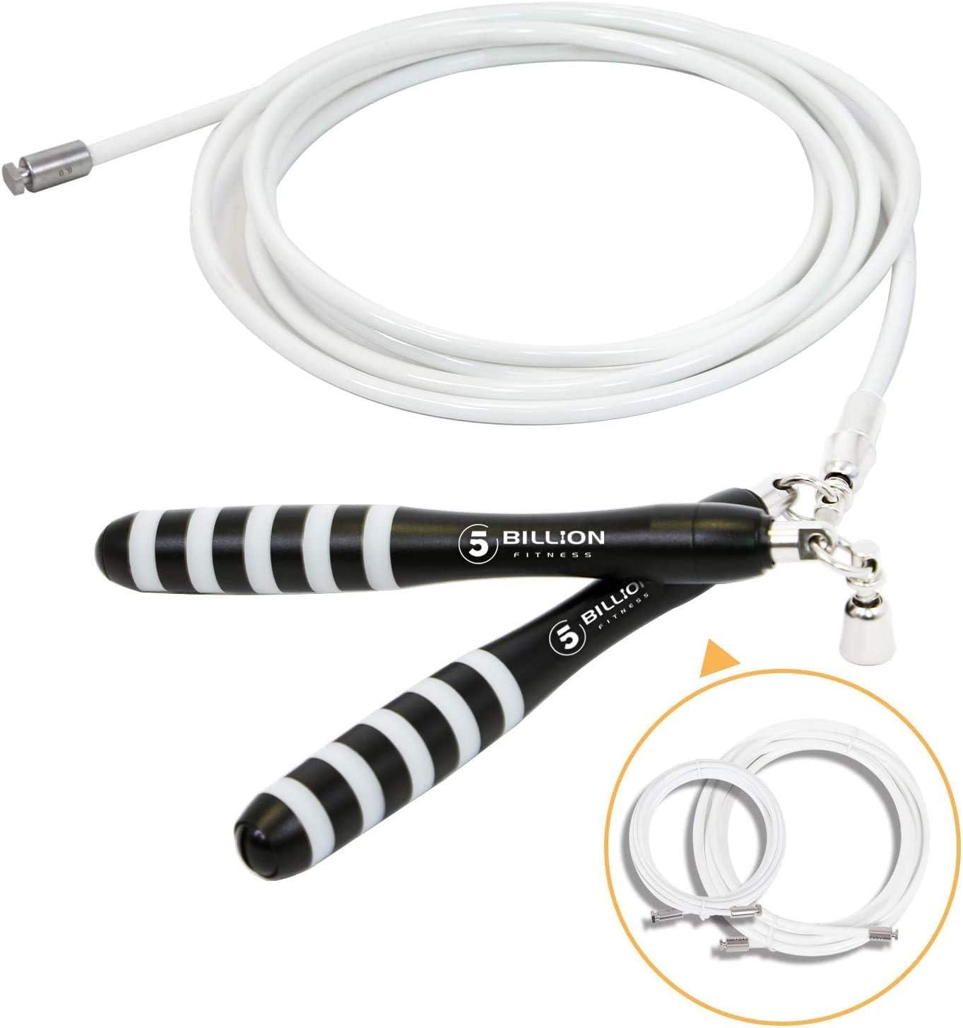 5Billion Skipping Rope Set Weighted with 3 Adjustable Ropes with Thick Speed and Weighted Bar - Training for Double Lower, WOD, Outdoor, MMA and Boxing Training