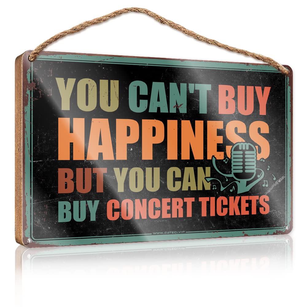 IBWNBBUSN Farmhouse Bathroom Sign You Can'T Buy Happiness But Can Concert Tickets Wooden Sign The Room Decorations Country Decorations For Home