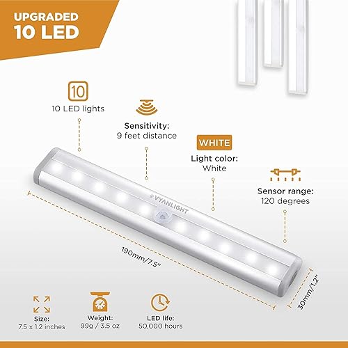Miniatura 6 de Lock Connection - Luz LED de gabinete activada por movimiento. Se adhiere en cualquier lugarfunciona con pilas, 10 LED sensor de movimiento (1