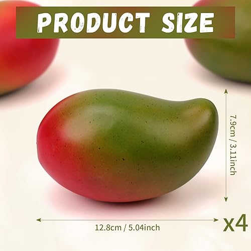 Miniatura 2 de Gresorth 4 piezas de mango verde falso de alto grado simulación de frutas artificiales para fiesta en el hogar gabinete de mesa decoración