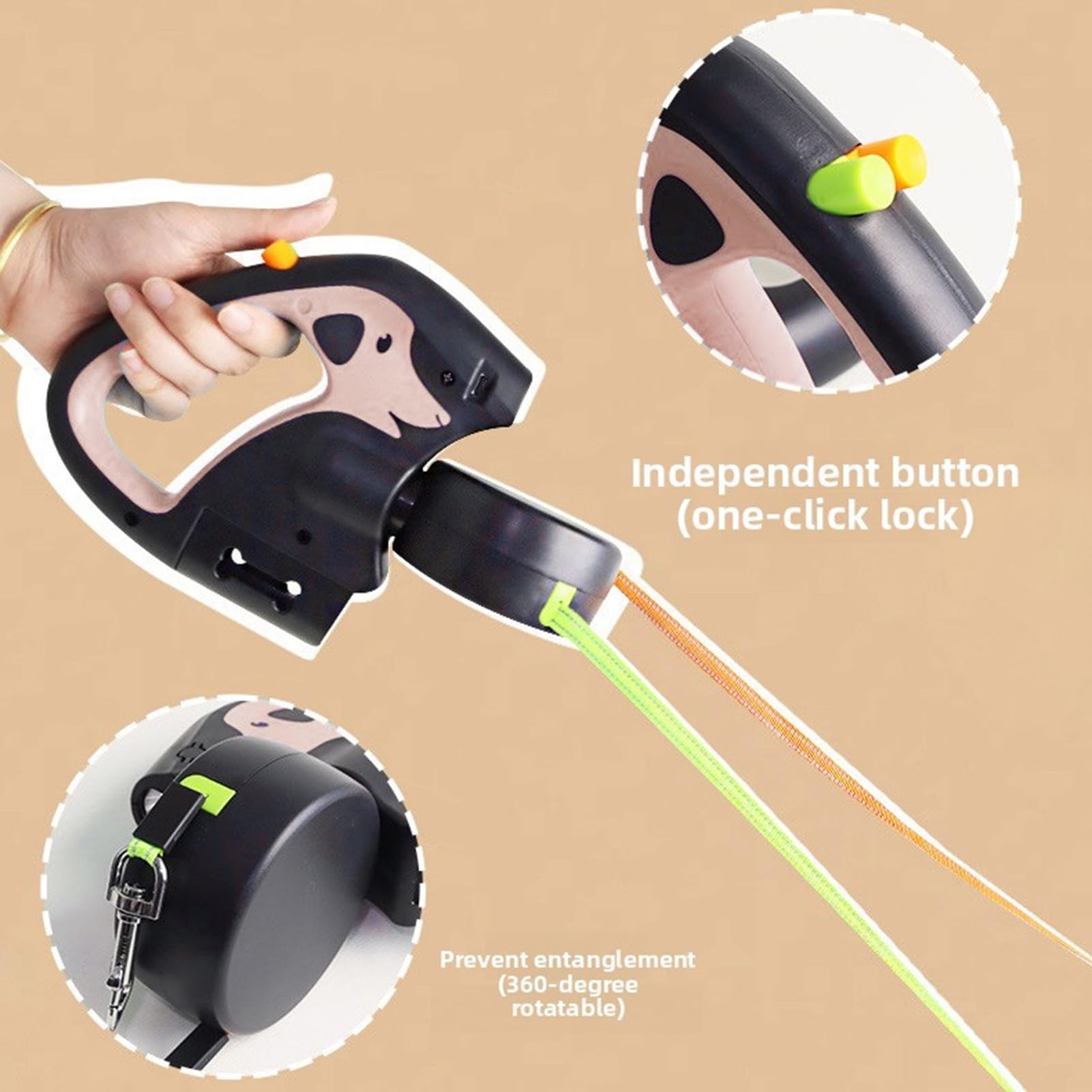 Laisse Double Rétractable pour Chien, avec Conception Légère à Double Tête, pour 2 Chiens, Poignée Confortable, Matériau ABS, Taille Portable