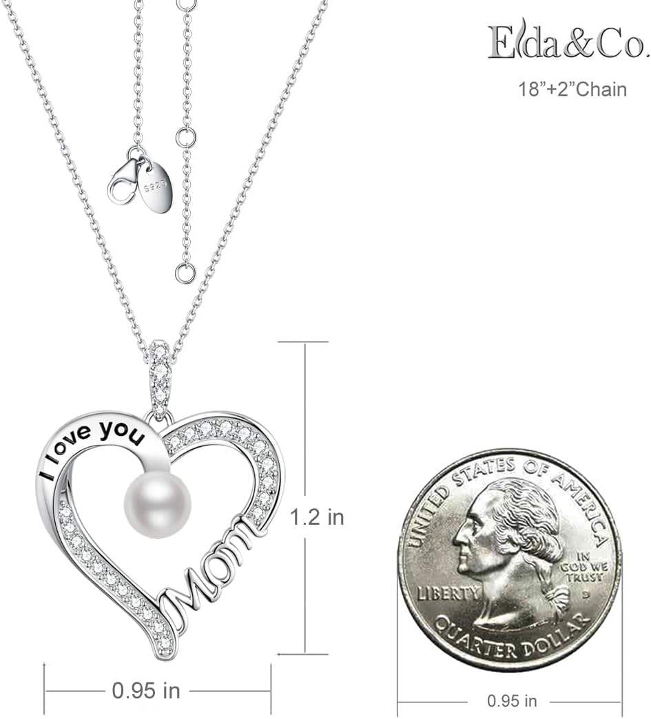 Valentines Day Birthday Gifts for Mom I Love You Mom Necklace Wife February March Birthstones Amethyst Aquamarine Jewelry for Women 925 Sterling Silver Heart Pendant Necklace - Image 4