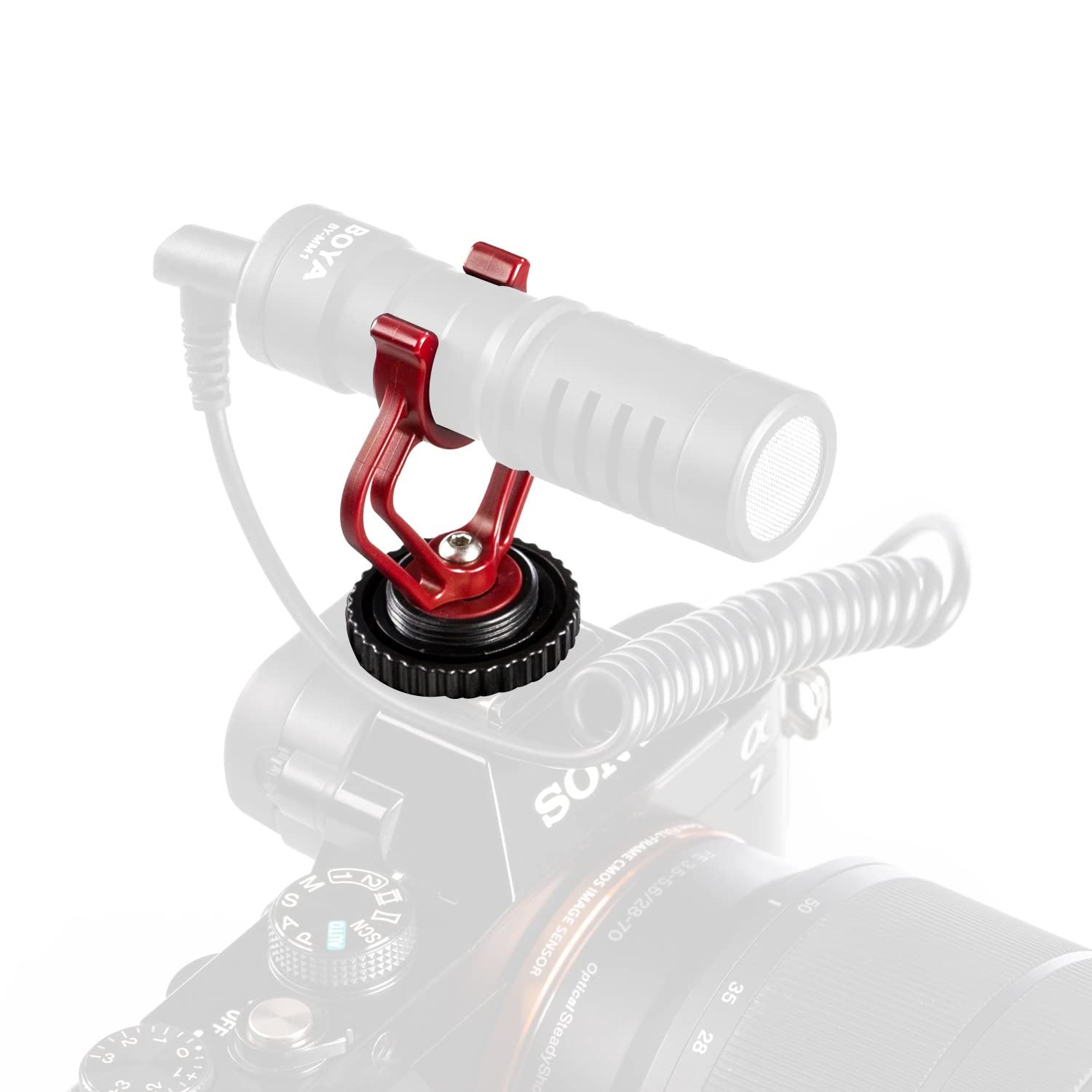 SHOPEE Triple Mount Brackets ABS Plastic with Shoe Mount Adapter in Red & Black for BY-MM1 Mini Cardioid Shotgun Microphone and other Brand Similar Shotgun Microphones (3 pack) 1