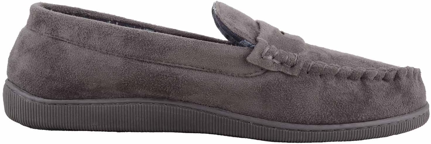 ABSOLUTE FOOTWEAR Mens Easy Slip On Moccasin Slipper with Checked Lining and Memory Foam Insock 6 61X XuTkicL. AC SL1500